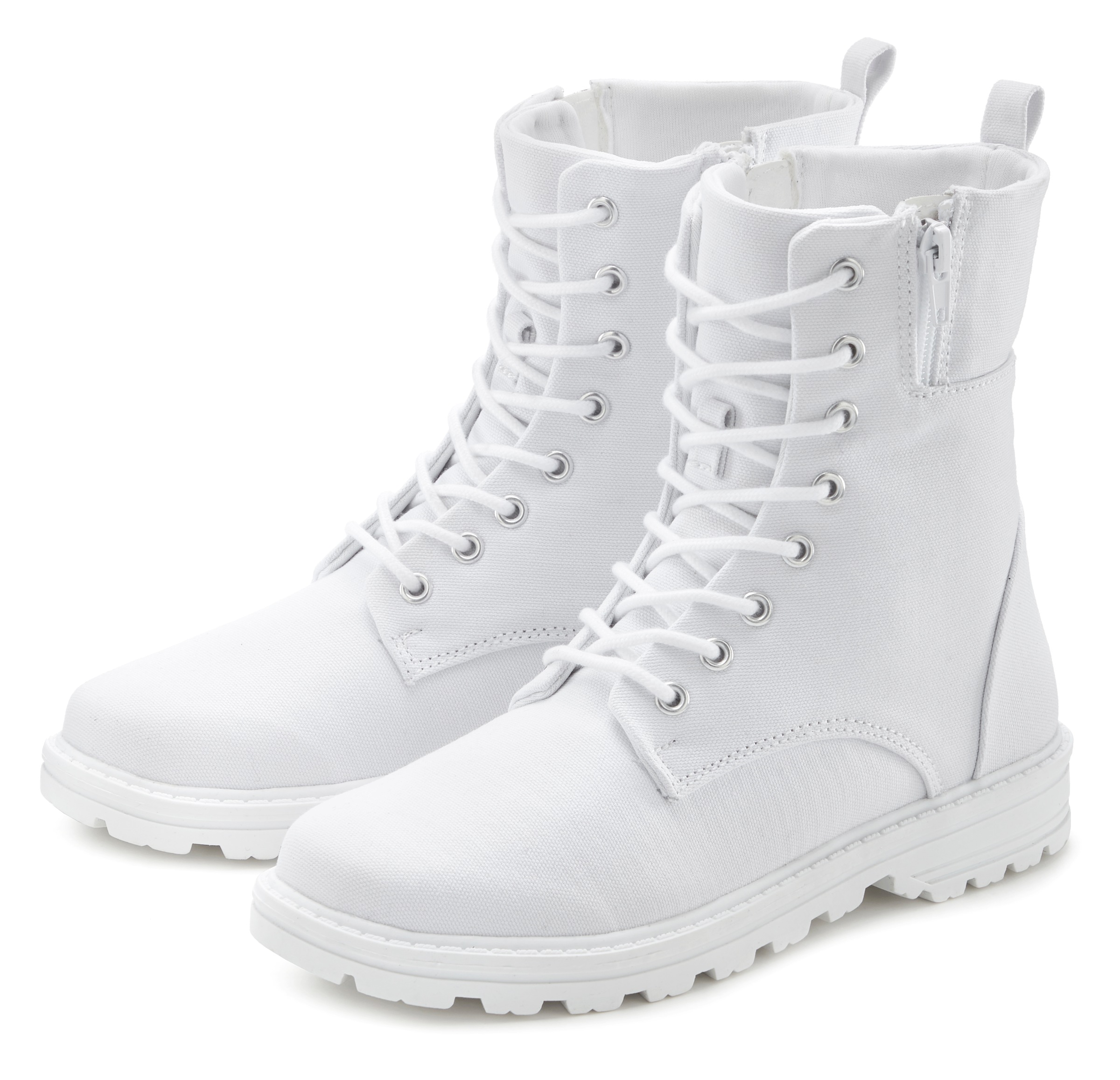 LASCANA Stiefelette zum Schnüren, modische Optik im Combat Look, Reissverschluss-Boots