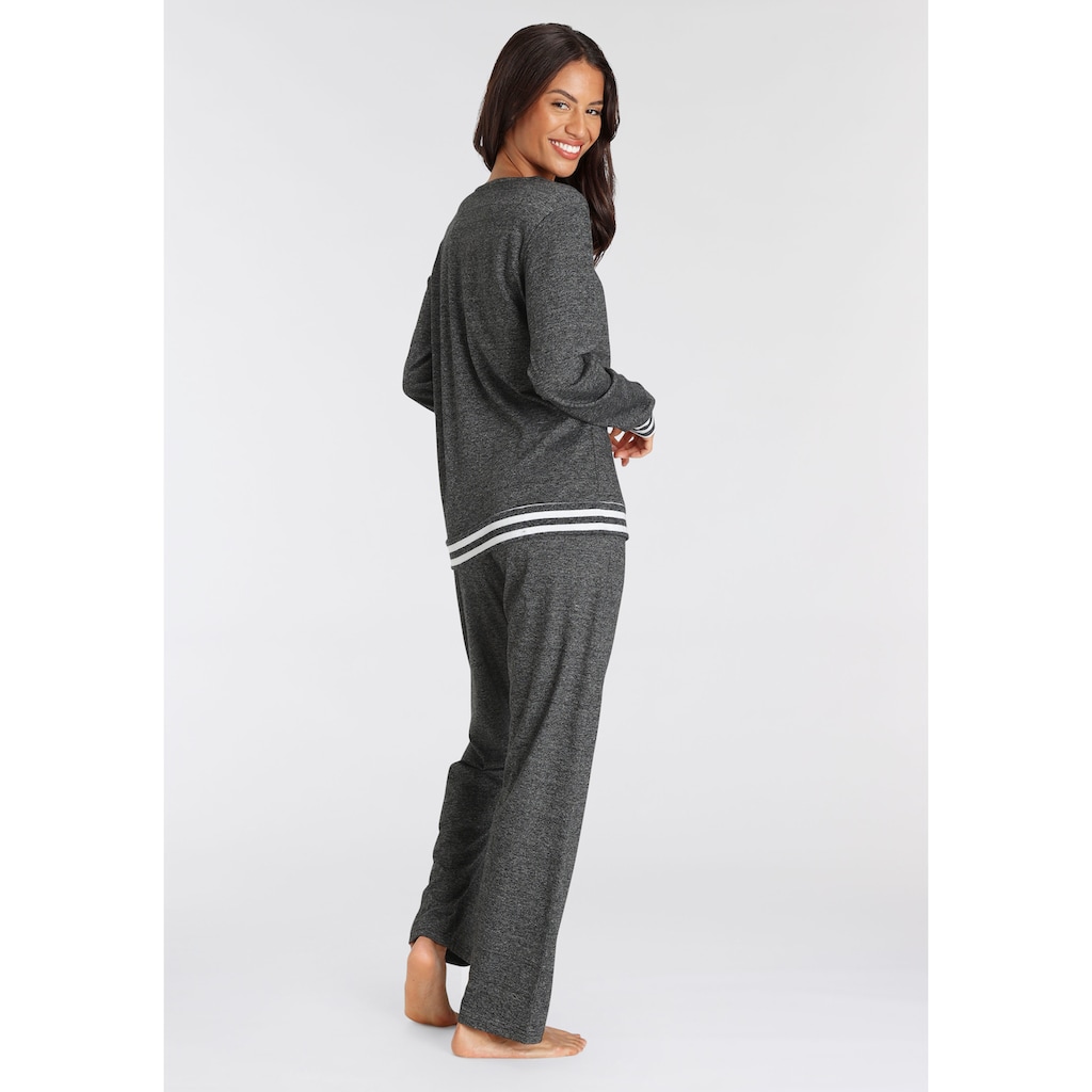 Vivance Dreams Pyjama, (2 tlg.), mit gestreiften Bündchen