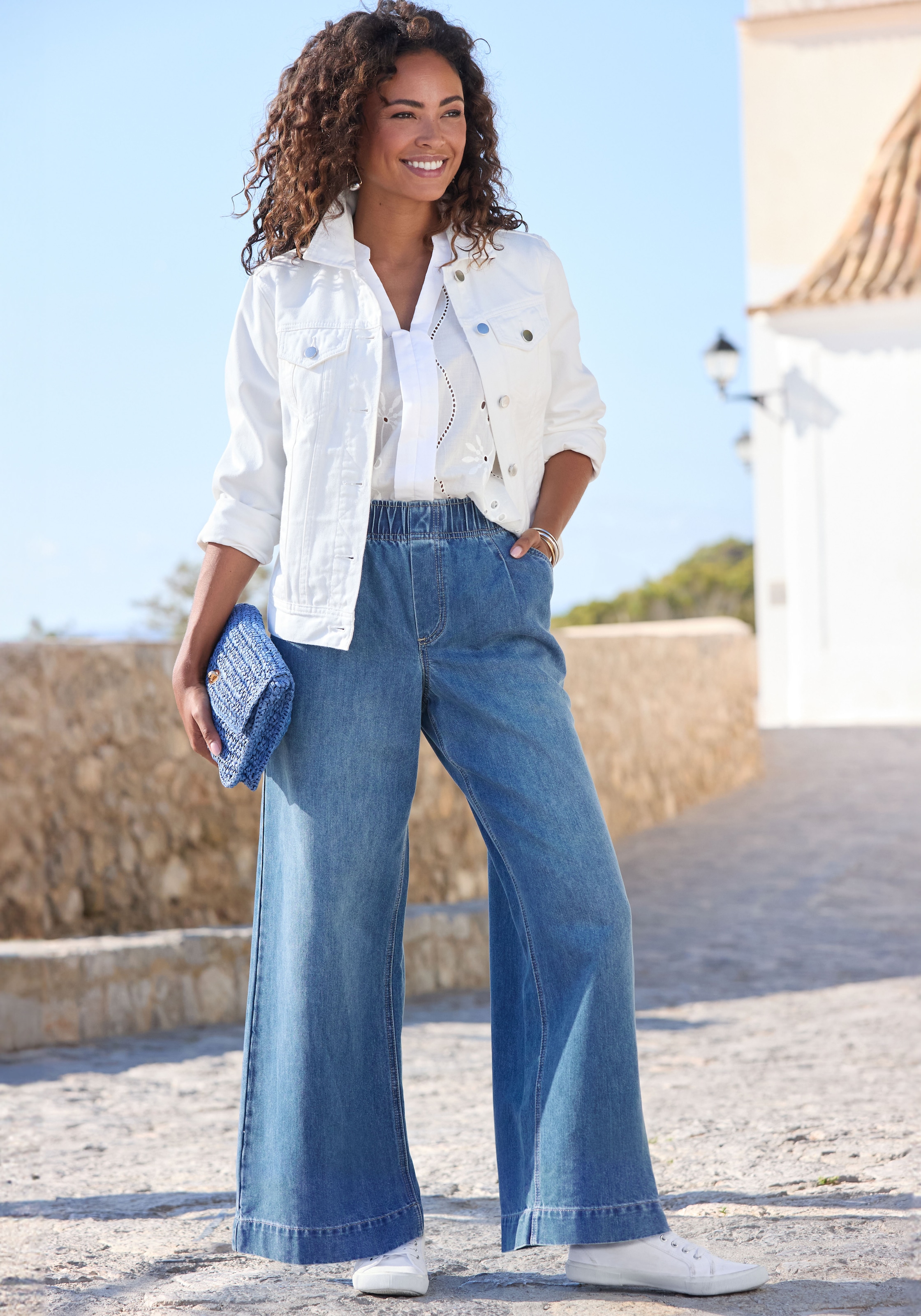 Buffalo Schlupfhose  mit Kontrastnähten, modische Jeans, weites Bein