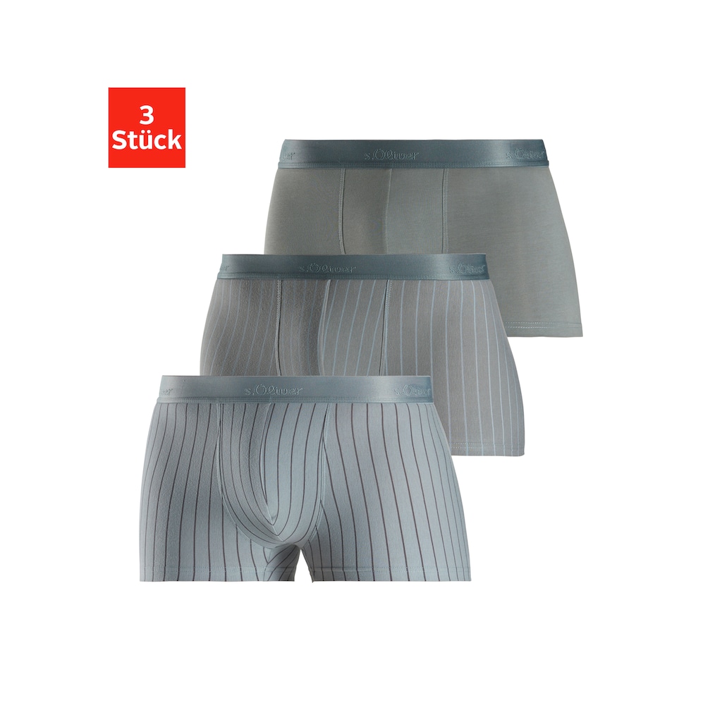 s.Oliver Boxer »Boxershorts für Herren«, (Packung, 3 St.), in Streifen und Uni aus Baumwoll-Mix