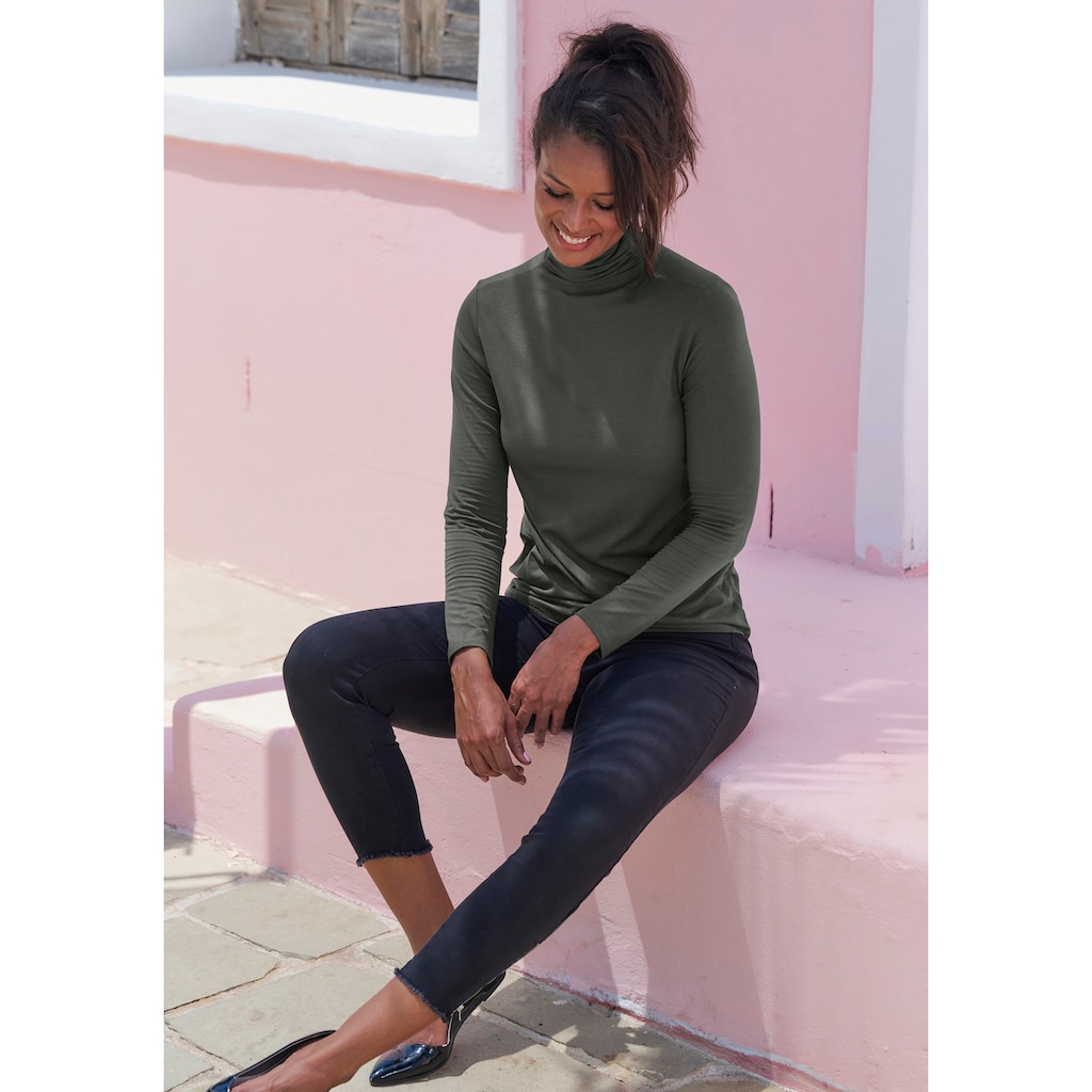 LASCANA Stehkragenshirt »aus weichem Viskose-Stretch«