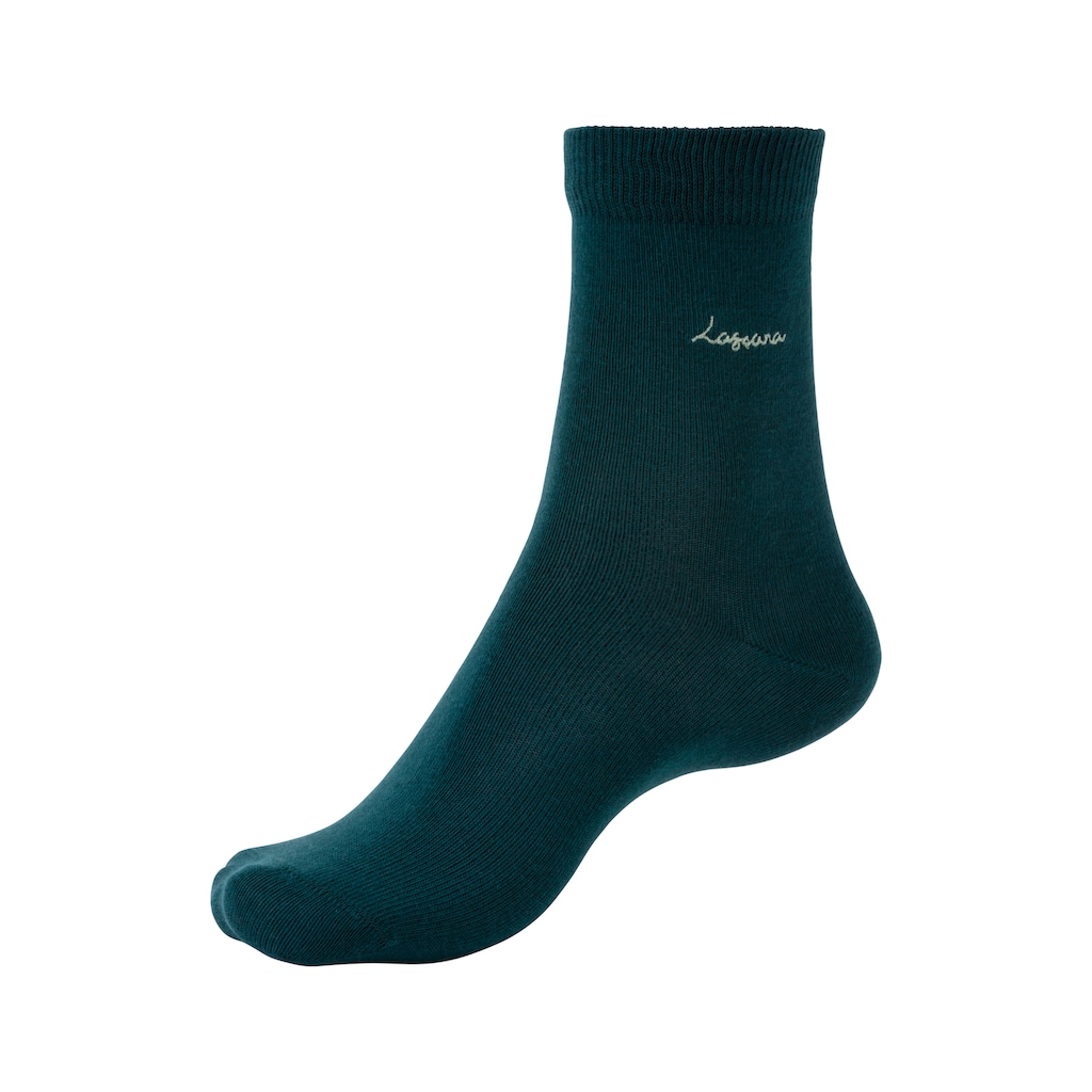 LASCANA Basicsocken, (Box, 7 Paar), mit hochwertiger Logo Stickerei