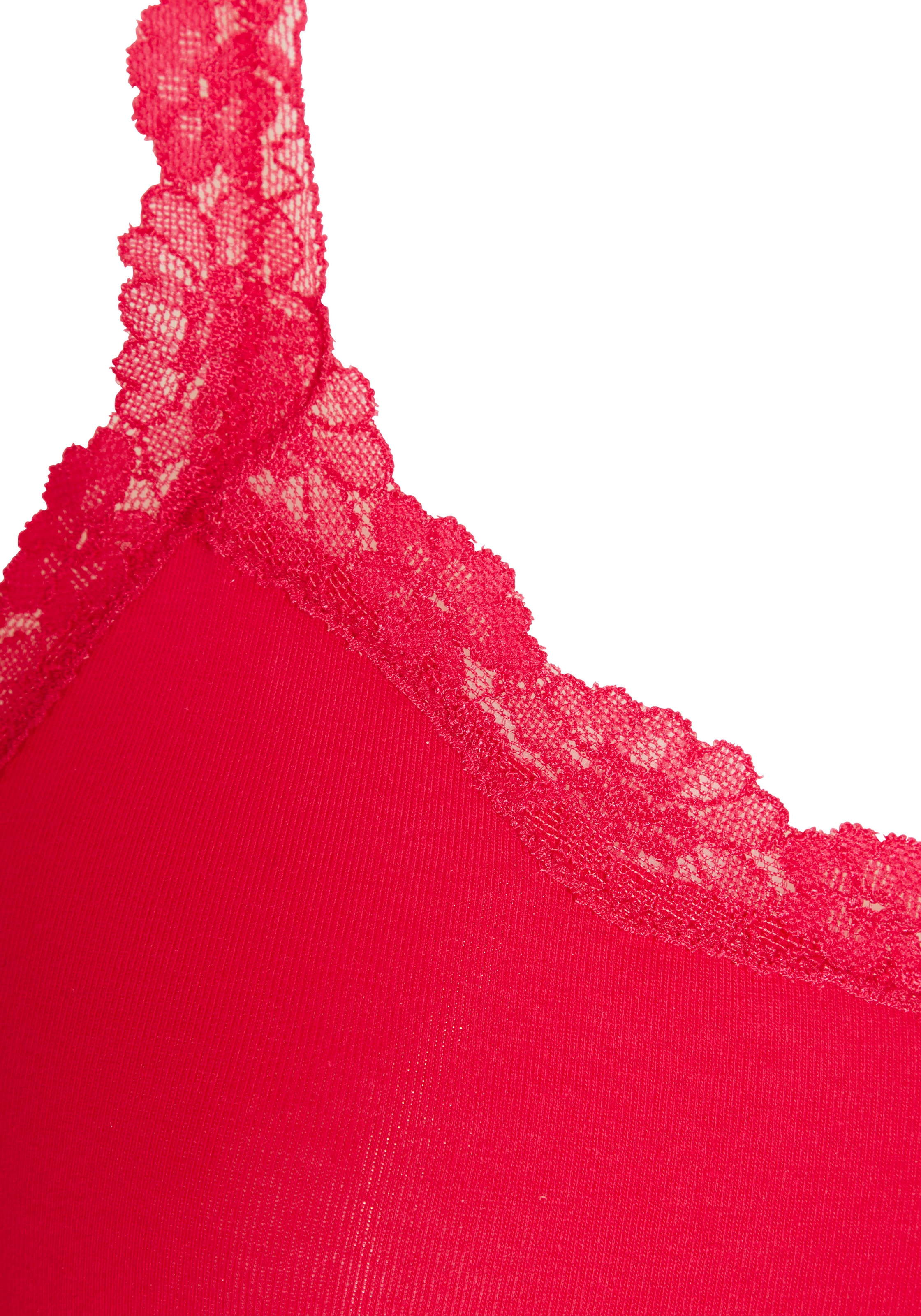 LASCANA Unterhemd 2er-Pack,  aus elastischer Baumwolle mit zarter Spitze, Spaghettiträger-Top