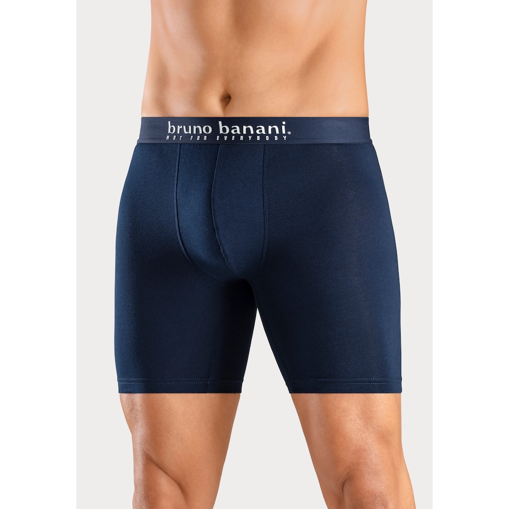 Bruno Banani Langer Boxer, (Packung, 4 St., 4er-Pack), mit Palmendruck und unifarben aus Baumwollmischung