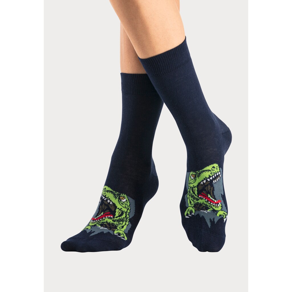 H.I.S Socken, (Packung, 5 Paar), mit Dinosauriermotiven