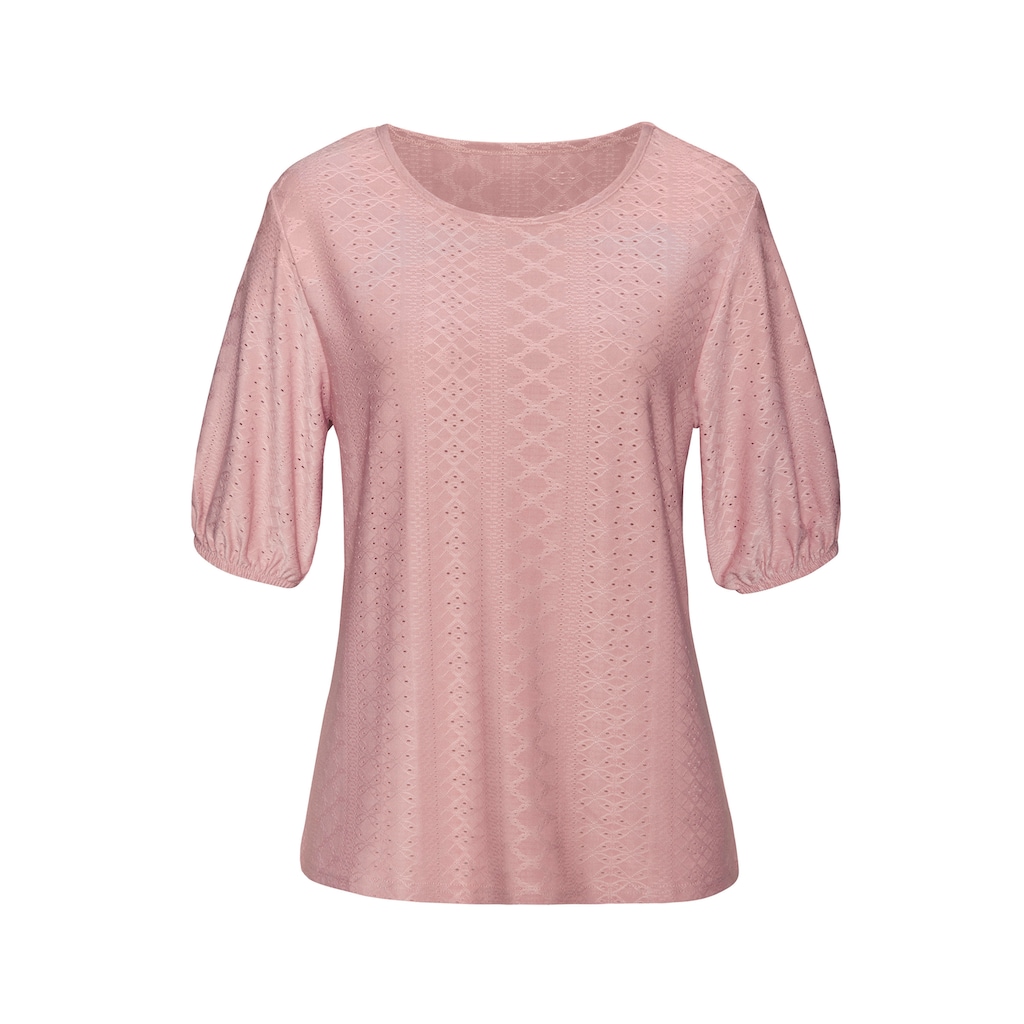 Vivance Kurzarmshirt »mit Lochstickerei«, (2er-Pack), aus pflegeleichter Qualität