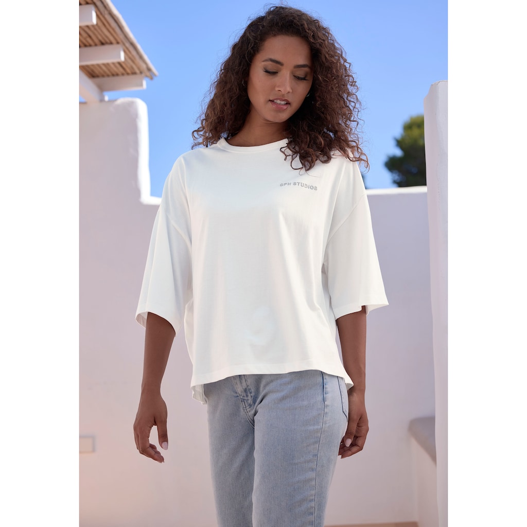 Copenhagen Studios Oversize-Shirt »mit hochwertiger Logostickerei«, aus heavy Bio-Baumwoll-Qualität