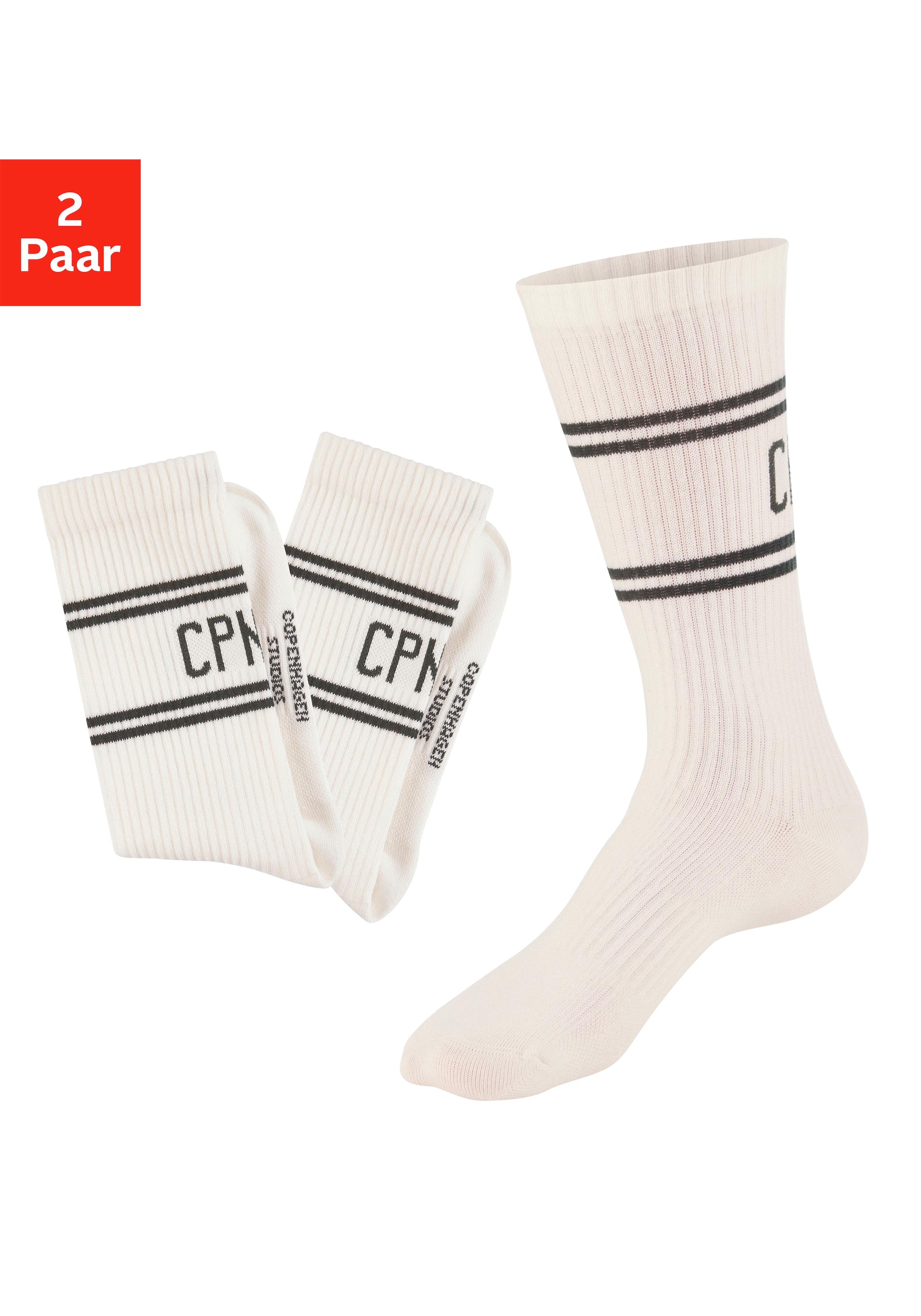 Copenhagen Studios Langsocken Packung, 2 Paar tlg. mit Pikeé-Struktur unter der Sohle