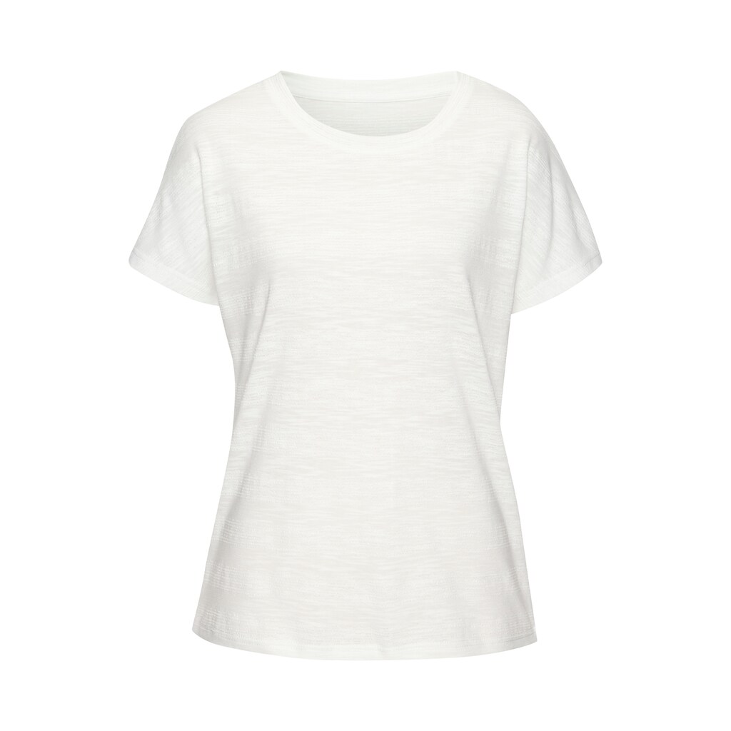 Vivance T-Shirt »mit modischer Strukturoptik«, (2er-Pack), aus pflegeleichter Qualität mit Baumwolle