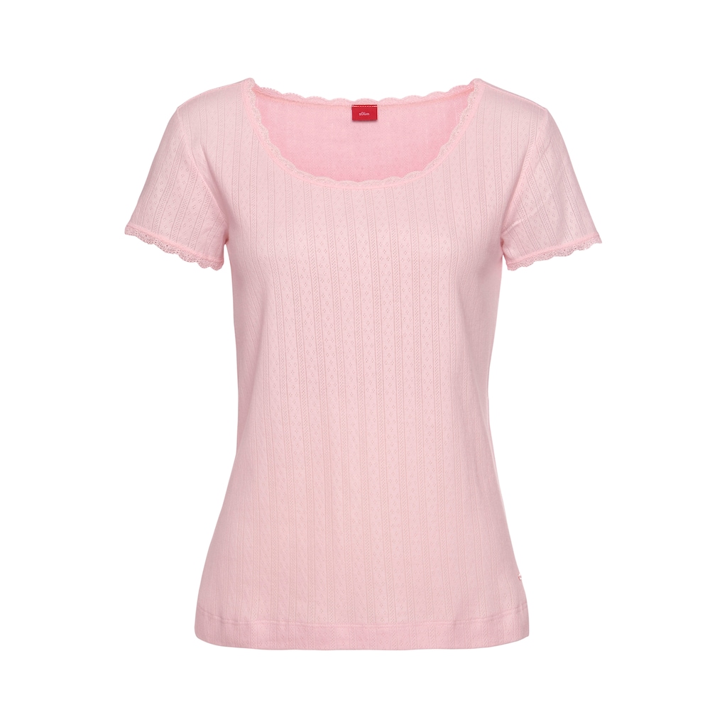 s.Oliver Pyjamaoberteil, aus Ajour-Strick