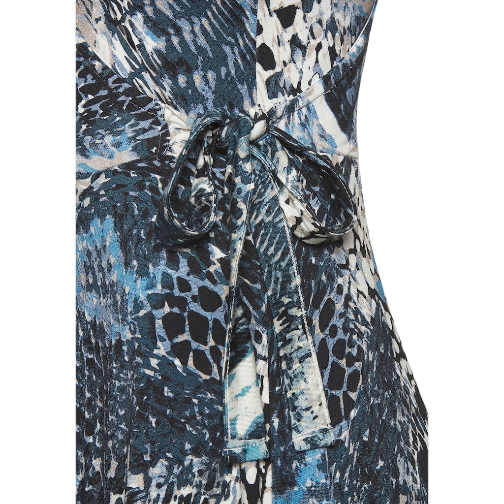 LASCANA Jerseykleid, mit V-Ausschnitt, Sommerkleid, Skaterkleid, modisch
