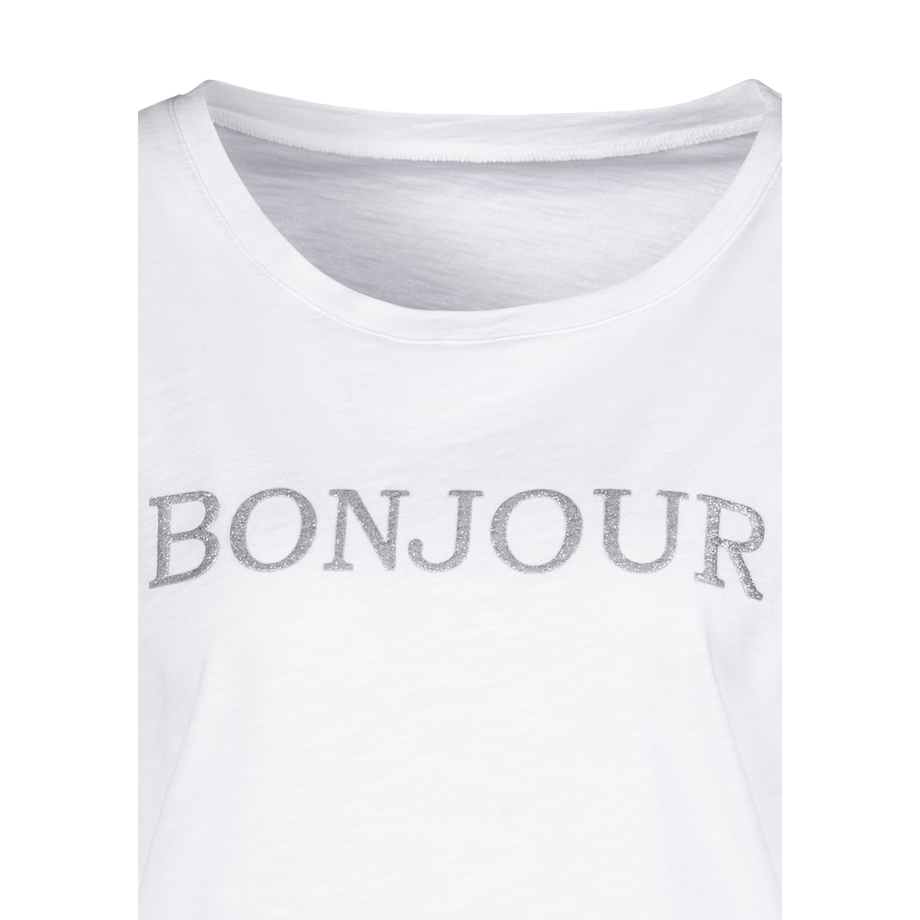 Vivance T-Shirt »mit Frontdruck "Bonjour"«, aus weicher Baumwoll-Qualität