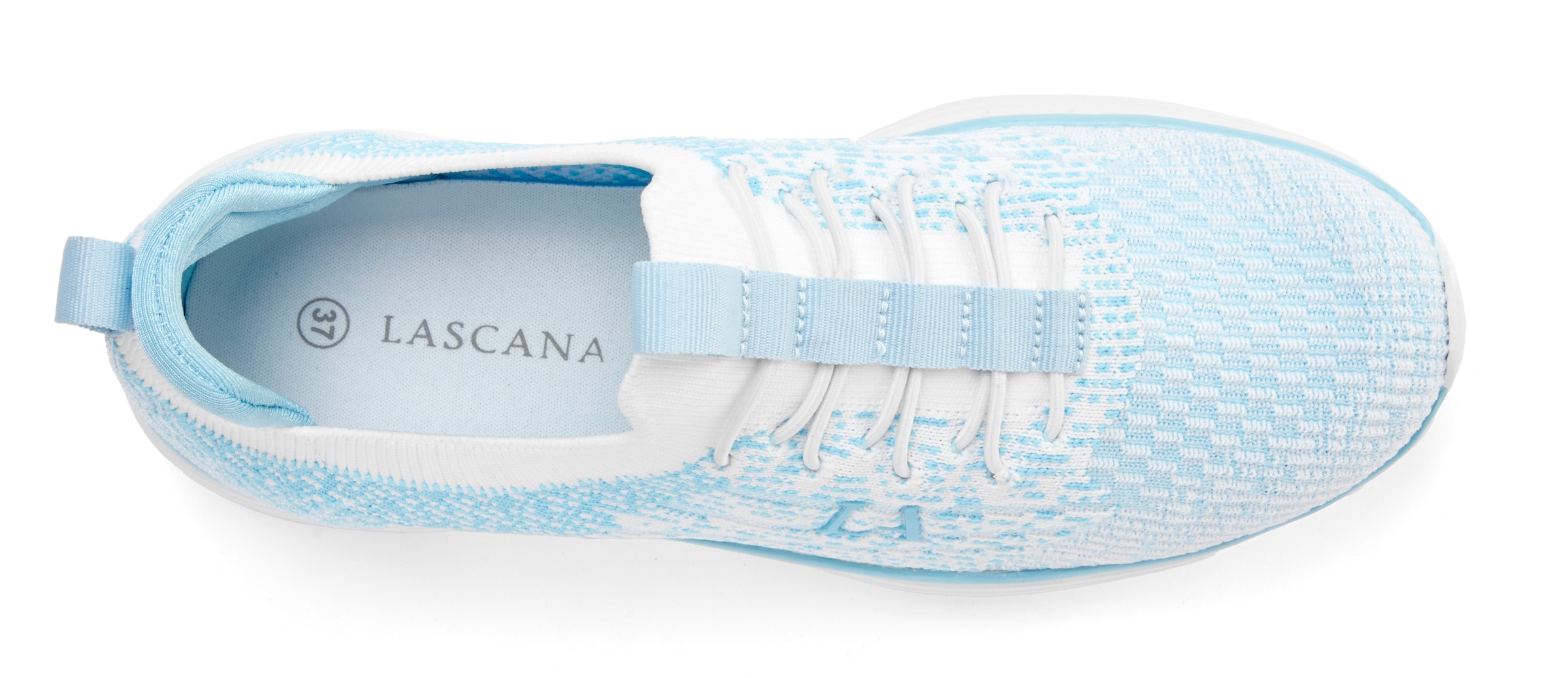 LASCANA Sneaker »Slipper, Halbschuh,«, bequem zum Reinschlüpfen mit elastischen Schnürbändern Unisex VEGAN