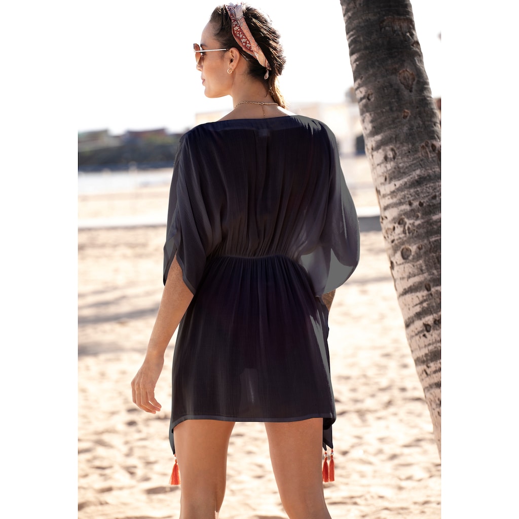 LASCANA Tunika, aus gekreppter Viskose, Blusenkleid, Strandmode, transparent
