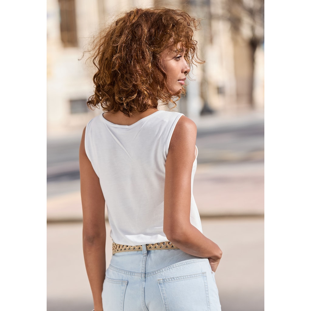 LASCANA Tanktop, mit Zierbändern, Jerseytop, modisches Damentop