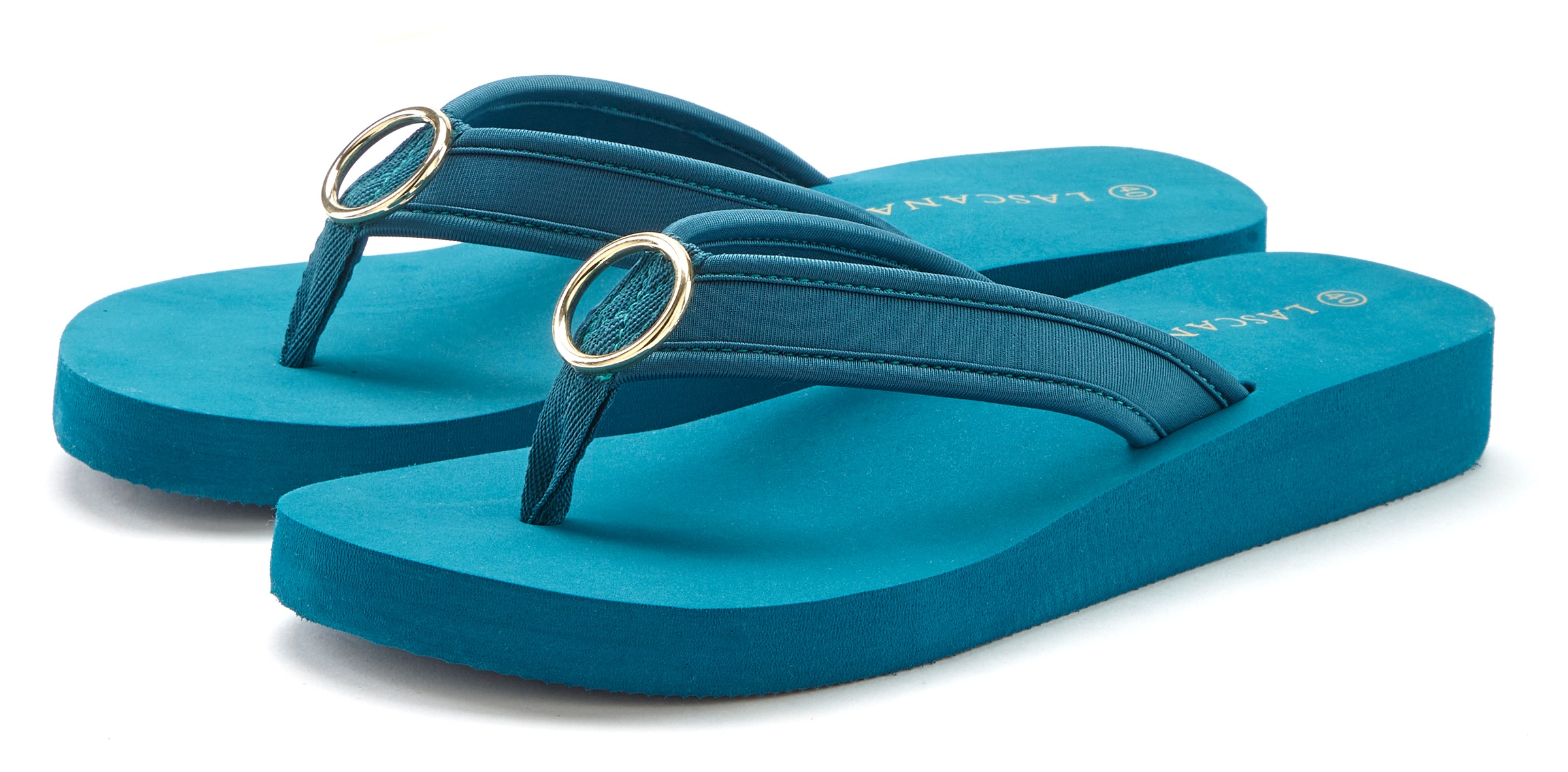 LASCANA Badezehentrenner, Sandale, Pantolette, Badeschuh mit Ringapplikation "Italy" VEGAN