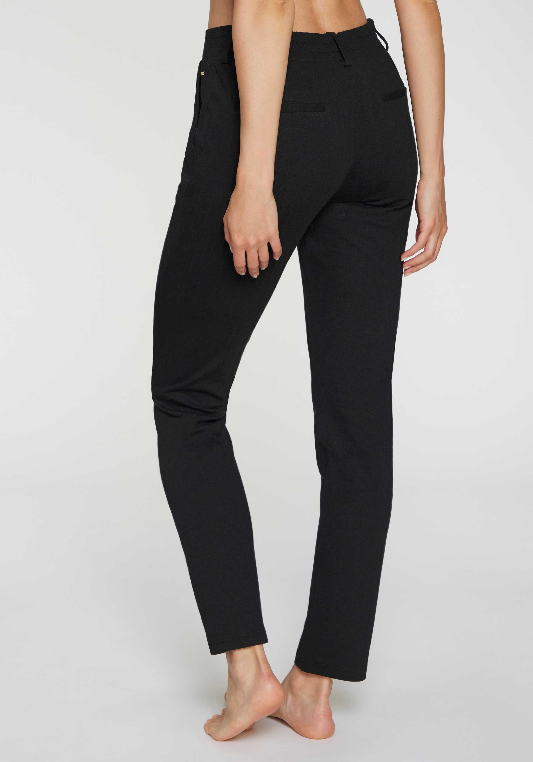 LASCANA Pantalon de jogging »klassische schmale Form«  mit Jacquard Strickmuster oder uni schwarz