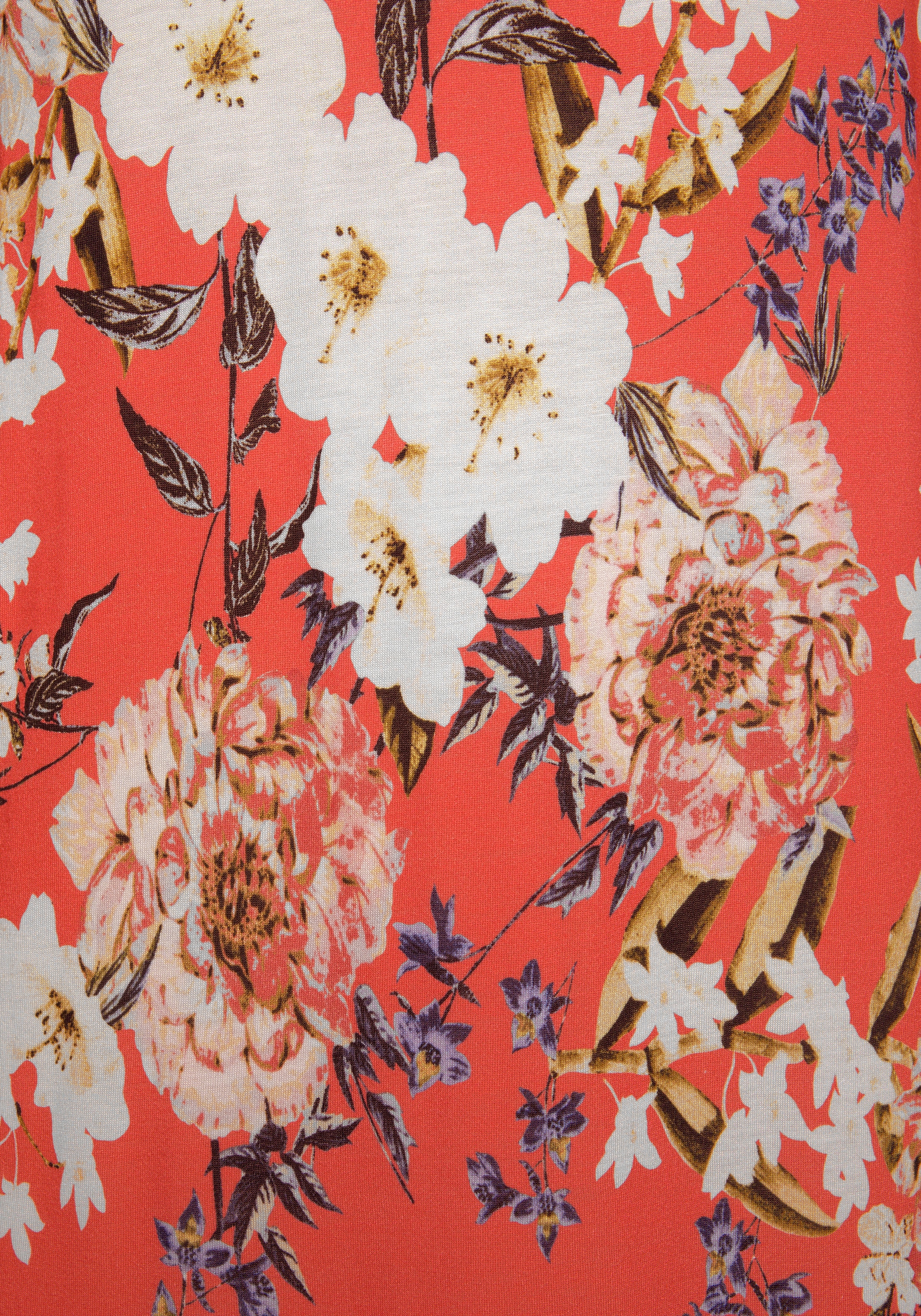 s.Oliver Robe en jersey mit Blumenprint und Volantrock, 3/4-Ärmel, Sommerkleid, Strandkleid