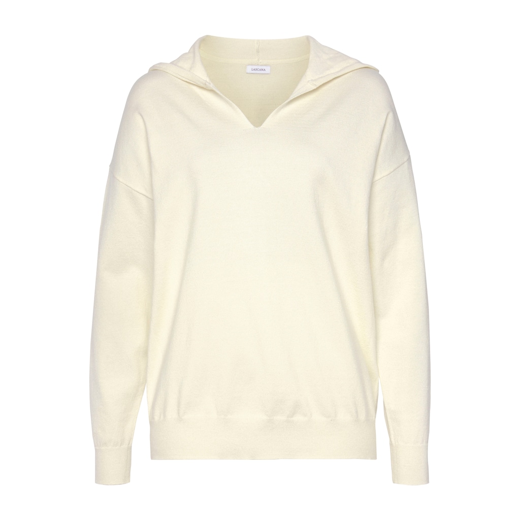 LASCANA Strickpullover, Kapuzensweatshirt aus weicher Viskosemischung, Loungewear