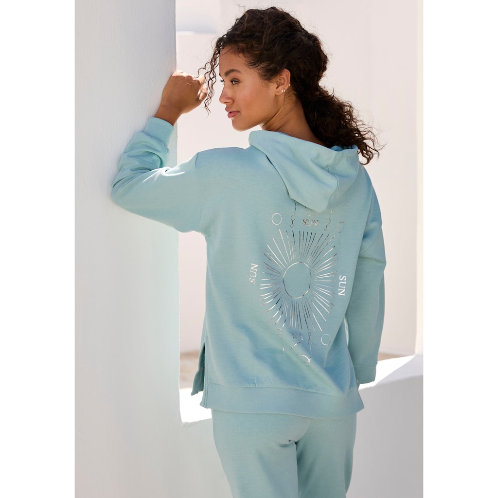 Buffalo Hoodie, Kapuzensweatshirt mit grossem Rückenprint- mit Glanz-Effekt, Loungewear