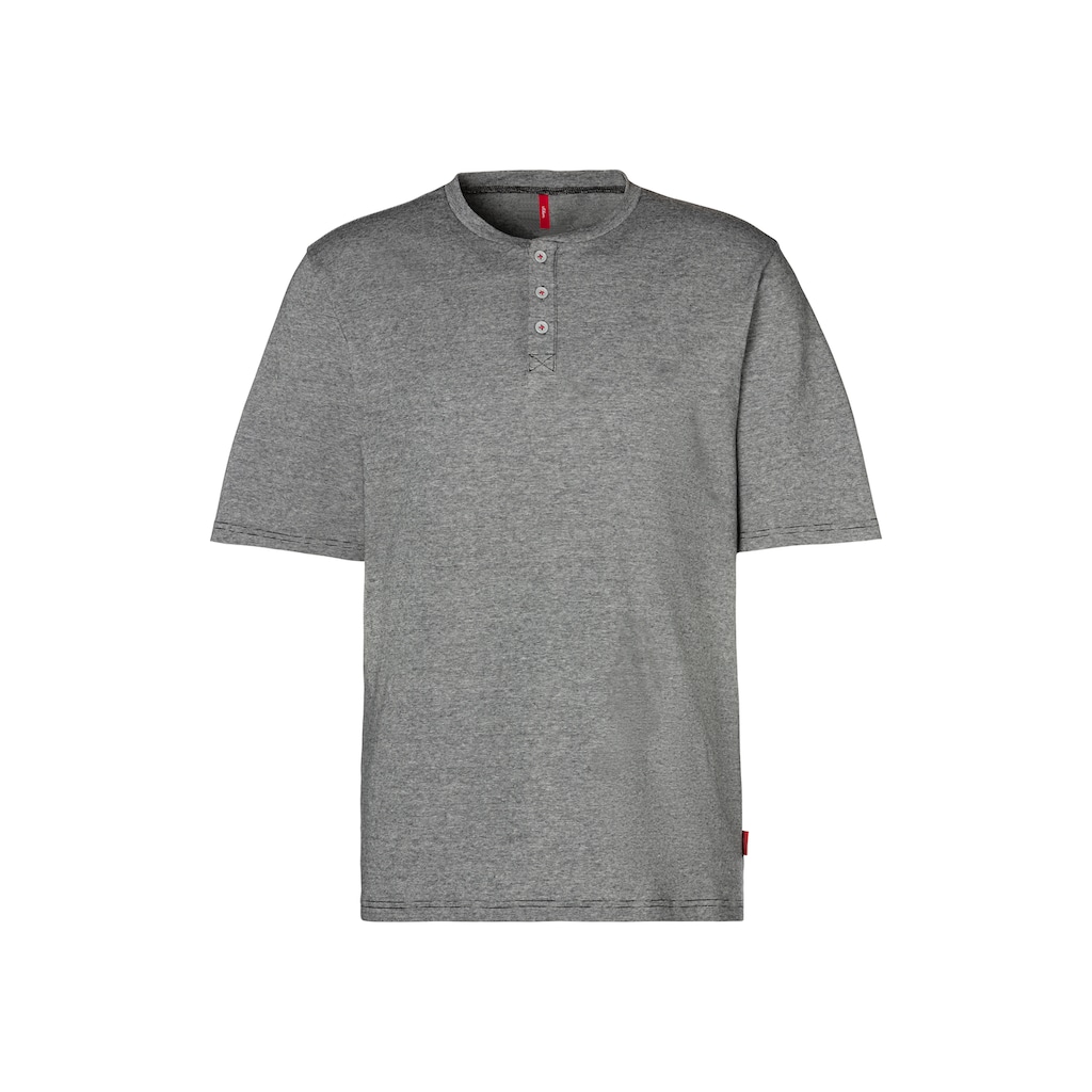 s.Oliver Pyjama, (2 tlg., 1 Stück), Schlafanzug in Melange-Optik mit Knopfleiste