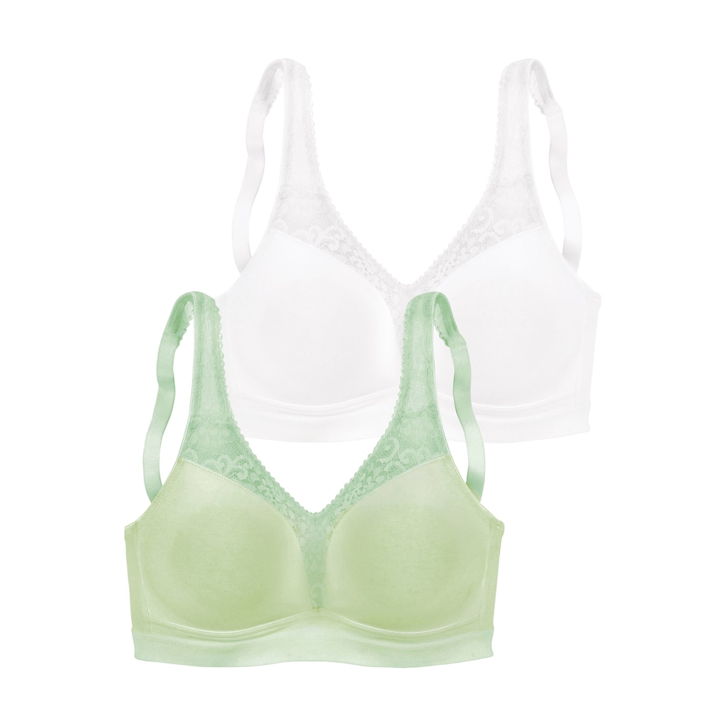 petite fleur Entlastungs-BH, ohne Bügel mit femininer Spitze im Doppelpack