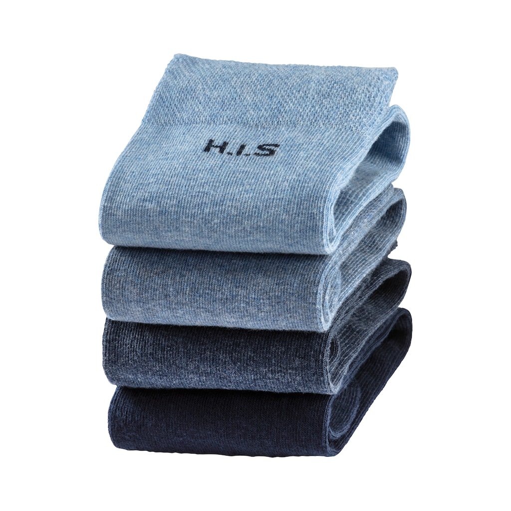 H.I.S Socken, (Packung, 4 Paar), mit druckfreiem Bündchen