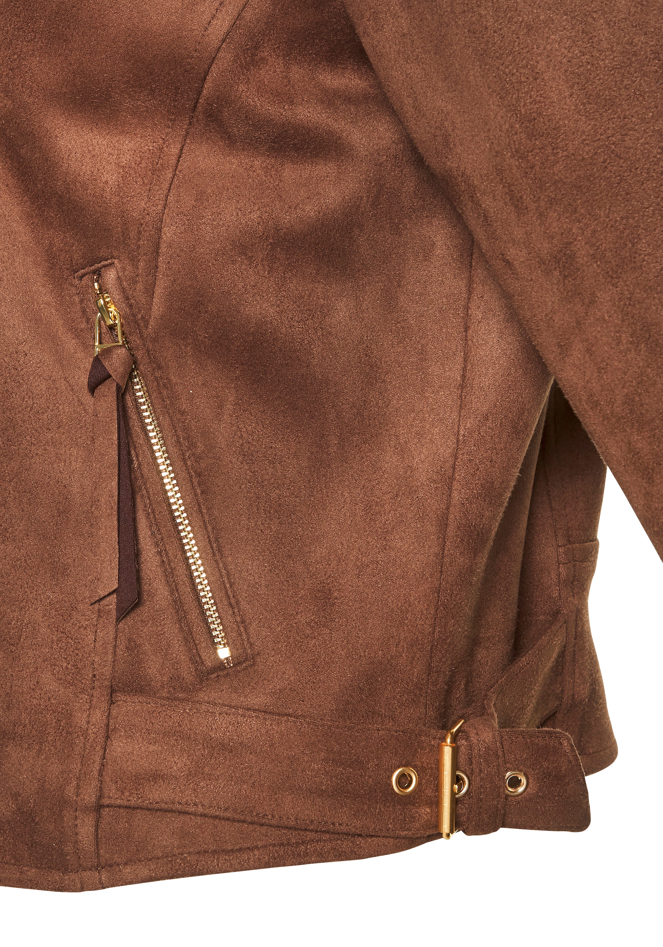 LASCANA Veste de motard in Veloursleder-Optik