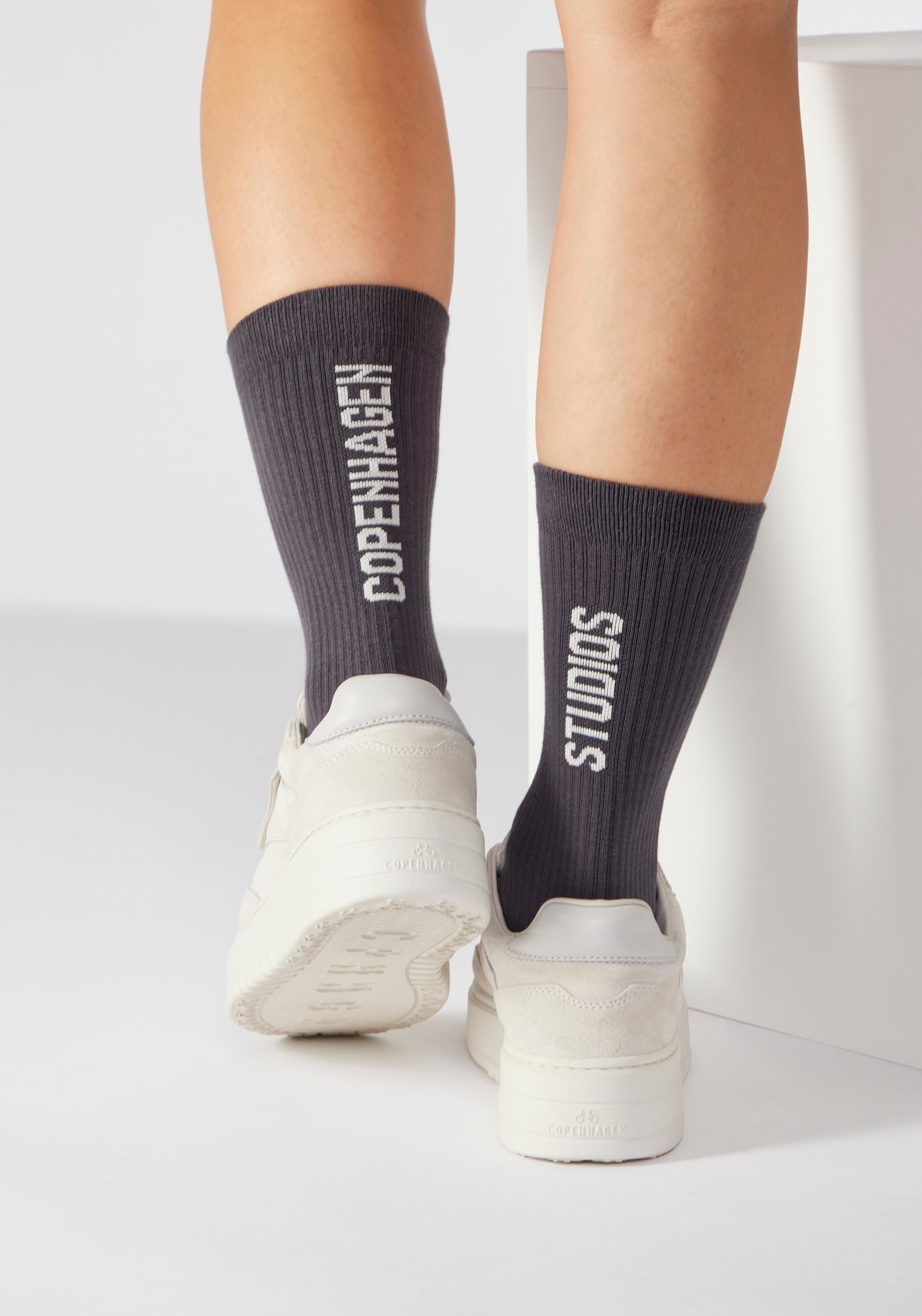 Copenhagen Studios Chaussettes de tennis Packung, 3 cuis tlg. mit grossem Schriftzug