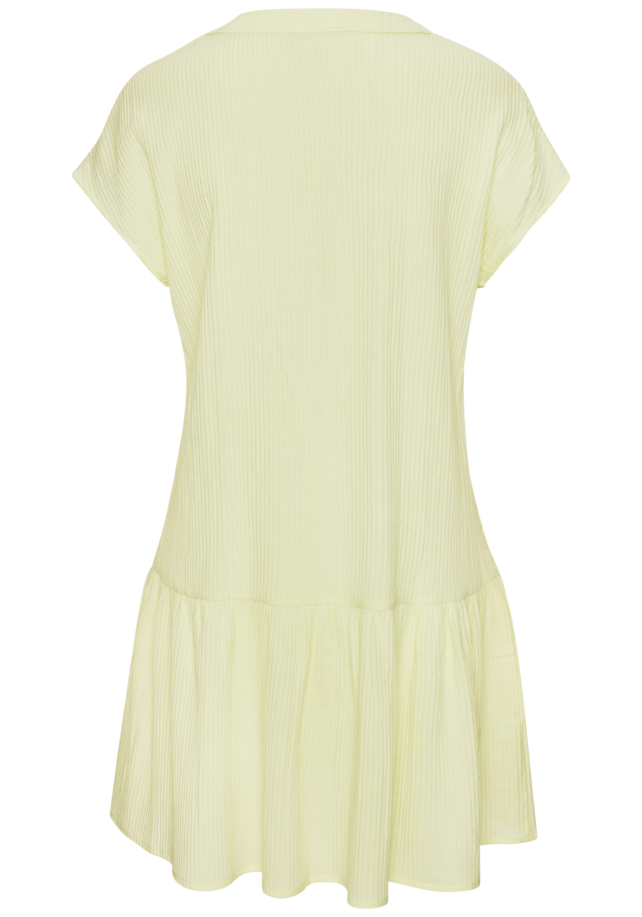 Vivance Blusenkleid »aus strukturierter Ware mit Volant« Ohne Taschen lockeres Tunikakleid, Sommerkleid, Strandkleid, Basic