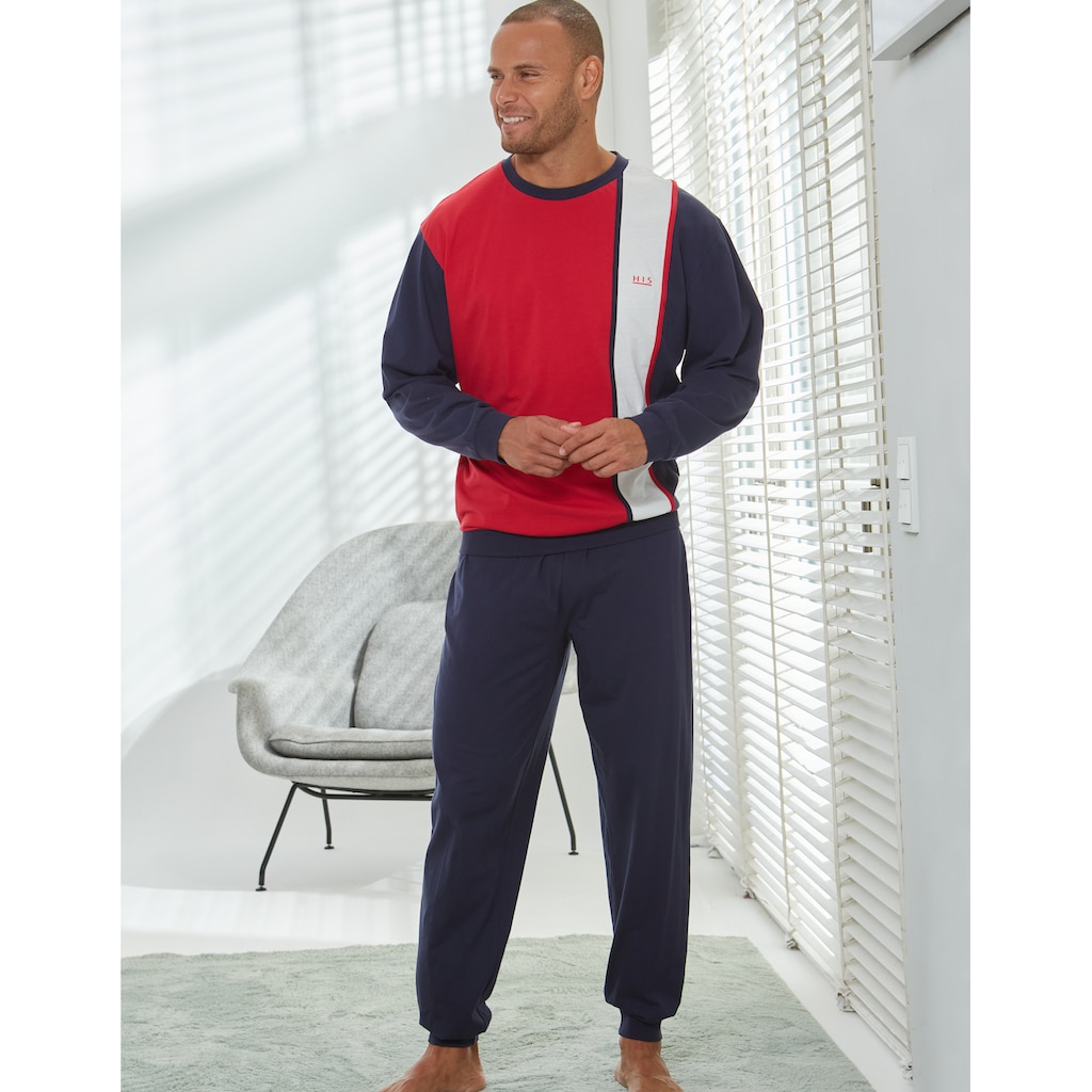 H.I.S Pyjama, (2 tlg., 1 Stück), Schlafanzug mit karierter Webshorts