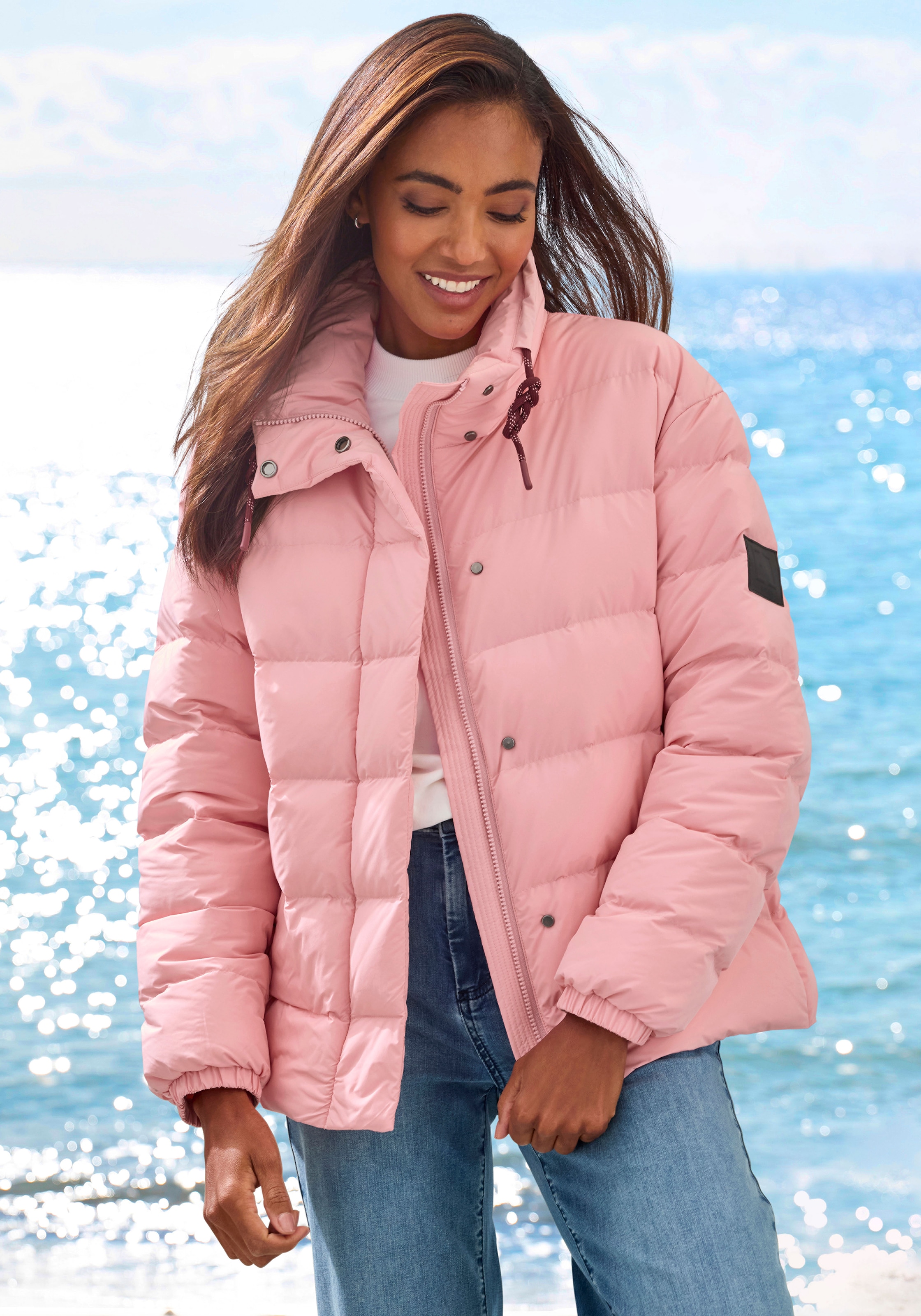 Elbsand Steppjacke mit grossem seitlichen Logo-Print