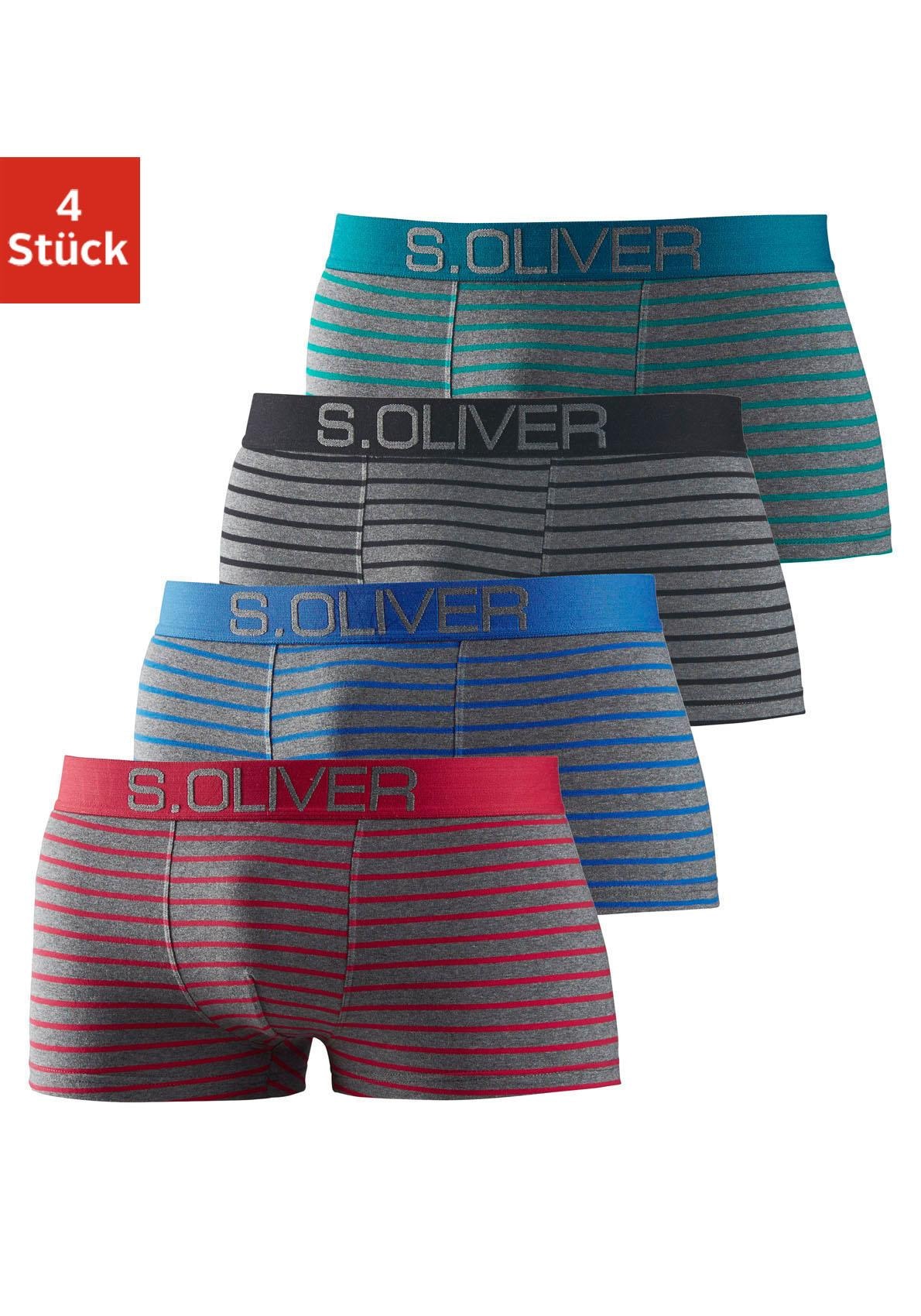 s.Oliver Hipster Packung, 4 Stk. knapp sitzende Boxershorts für Herren aus Baumwoll-Mix
