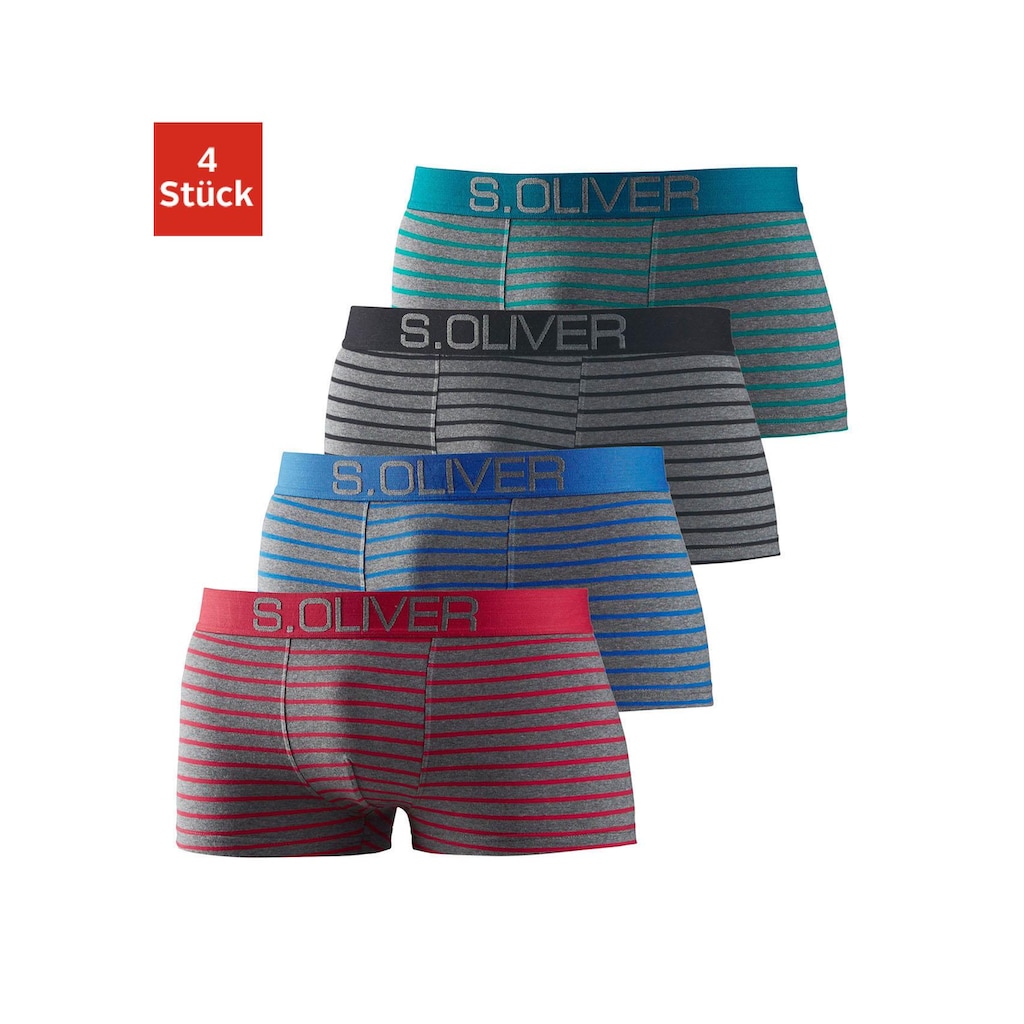 s.Oliver Hipster, (Packung, 4 St.), knapp sitzende Boxershorts für Herren aus Baumwoll-Mix