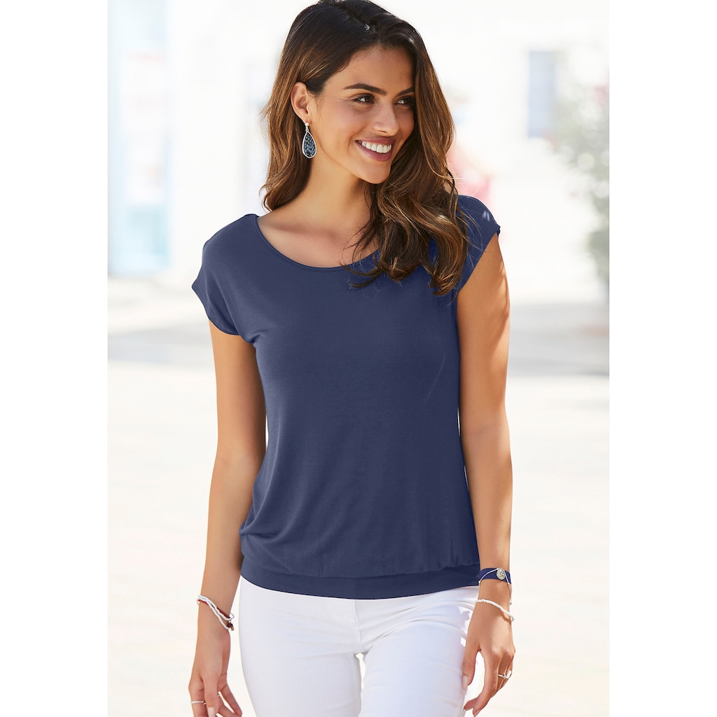 LASCANA Longshirt »mit breitem Bund«, aus weichem Viskose-Stretch