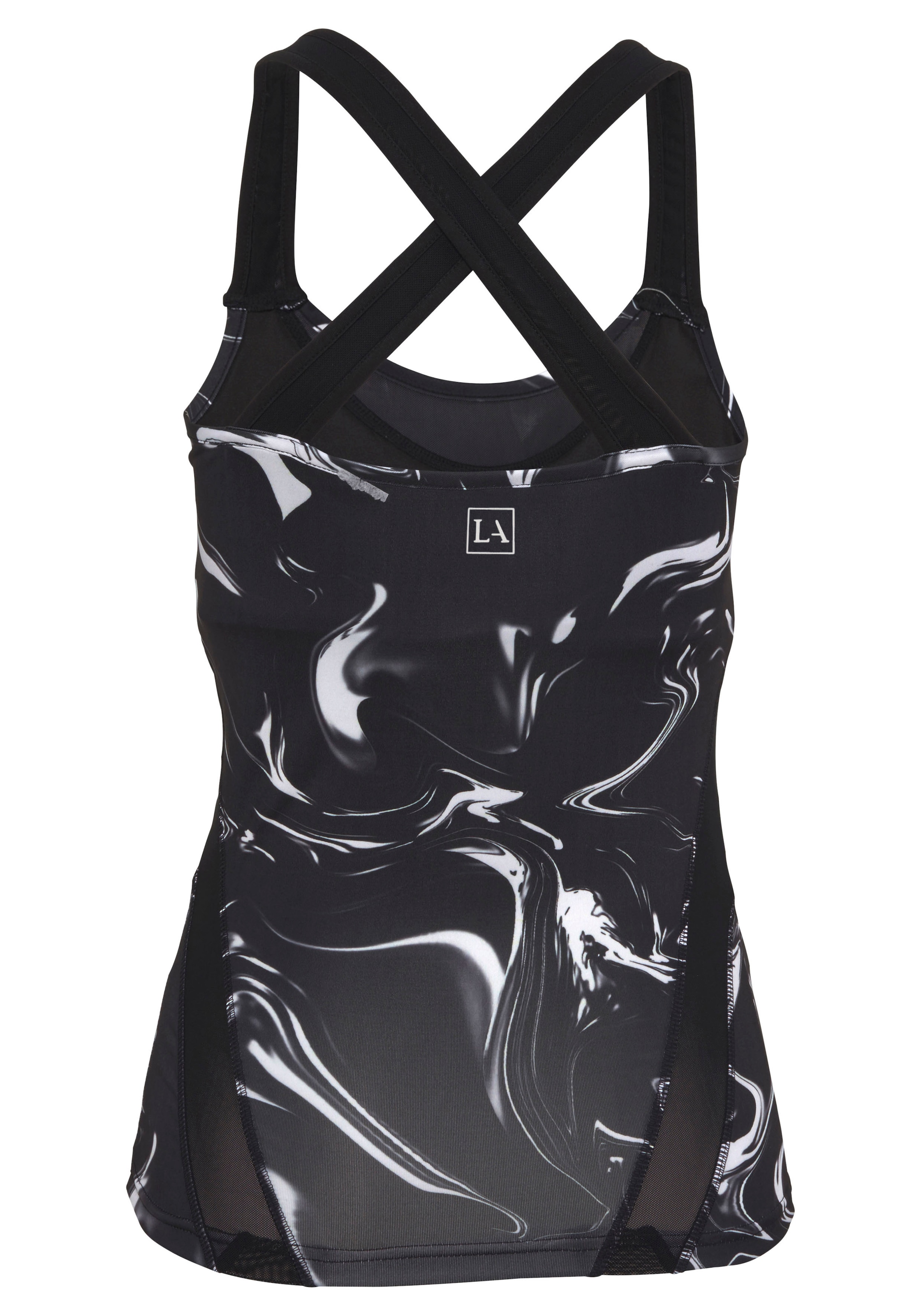 LASCANA ACTIVE Funktionsshirt »Marble« mit gekreuzten Trägern und Mesheinsätzen