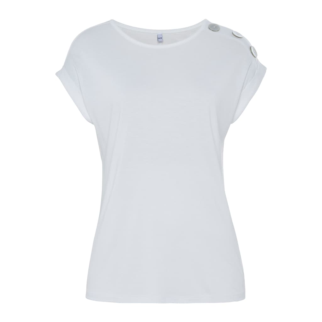 Buffalo Kurzarmshirt, mit Zierknöpfen, bequemes T-Shirt aus Jersey, Basic
