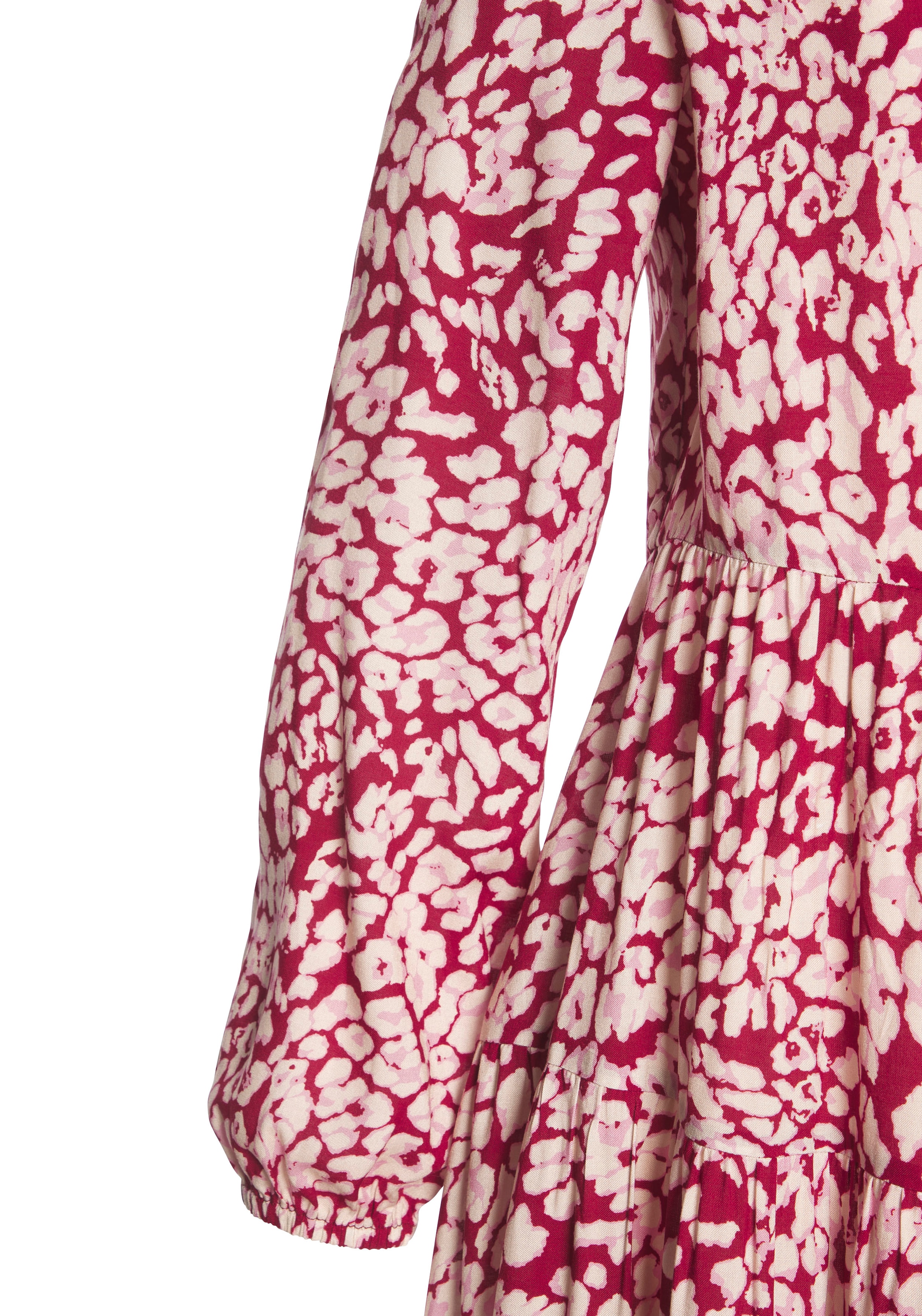 LASCANA Maxikleid, mit buntem Leoprint und Volants, Sommerkleid