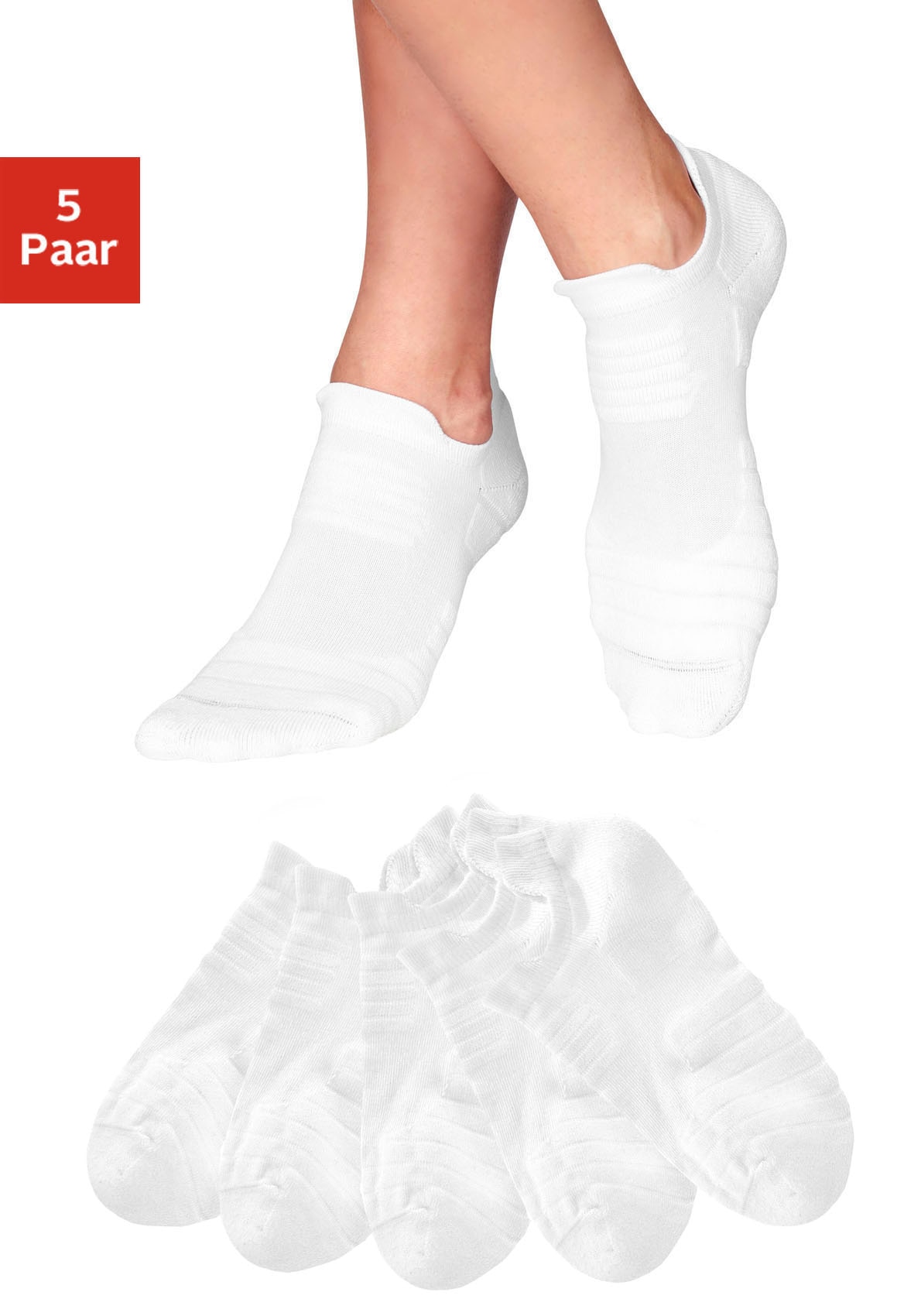 LASCANA ACTIVE Sneakersocken Packung, 5 Stk. tlg. mit Frottee Details
