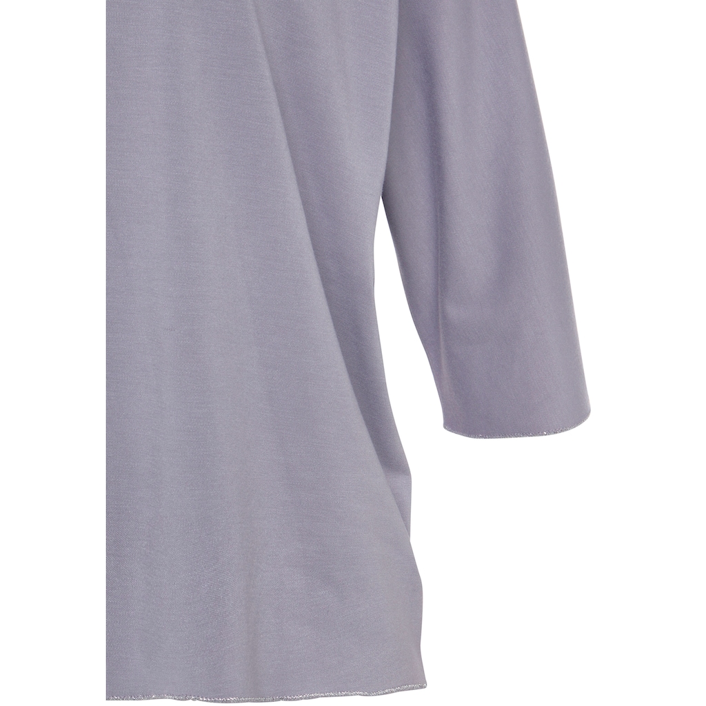 LASCANA Rundhalsshirt »mit eleganten Glitzerabschlüssen«, aus pflegeleichter Qualität