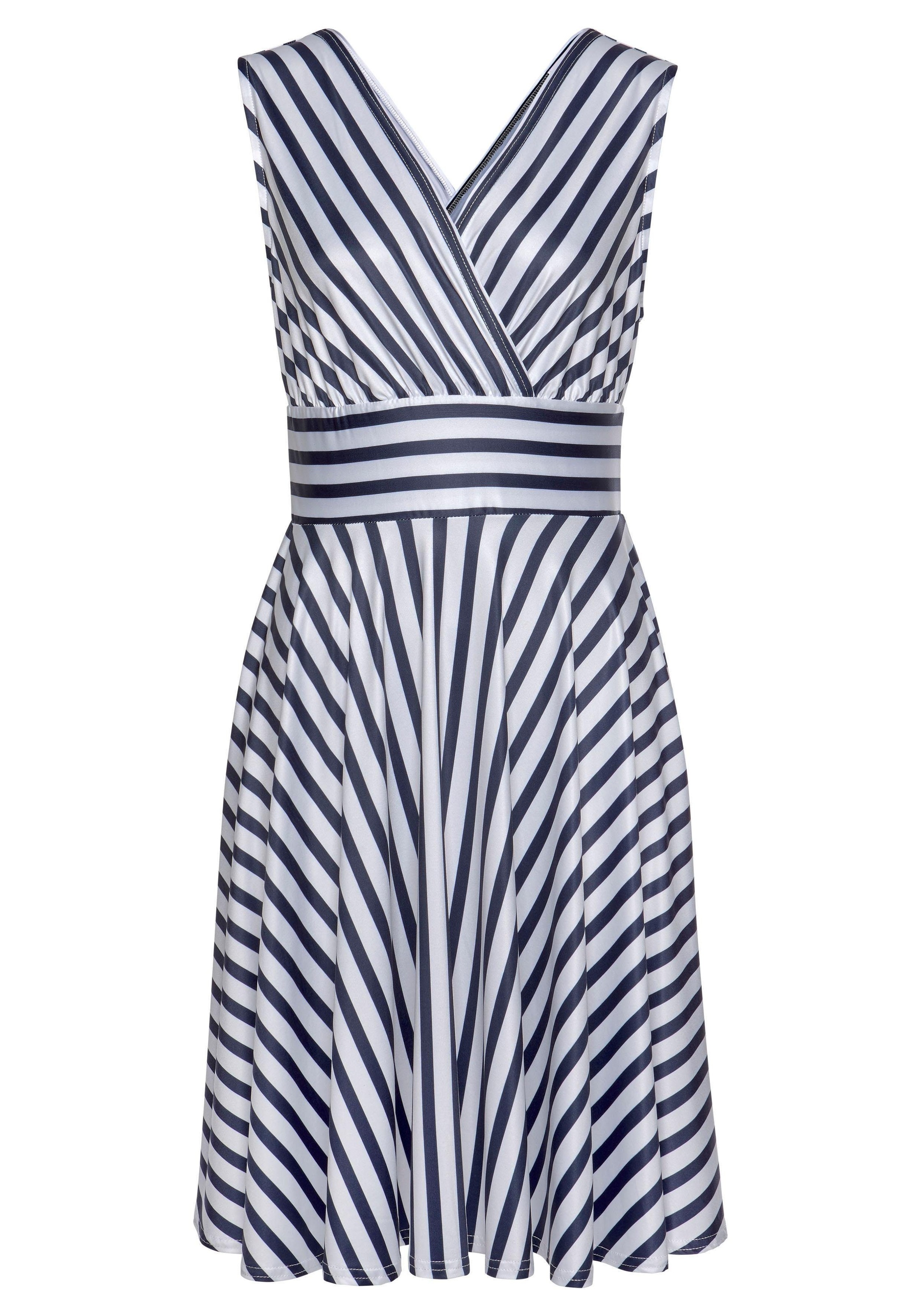LASCANA Sommerkleid mit Streifenprint, Wickelkleid, tailliertes Minikleid, casual-chic