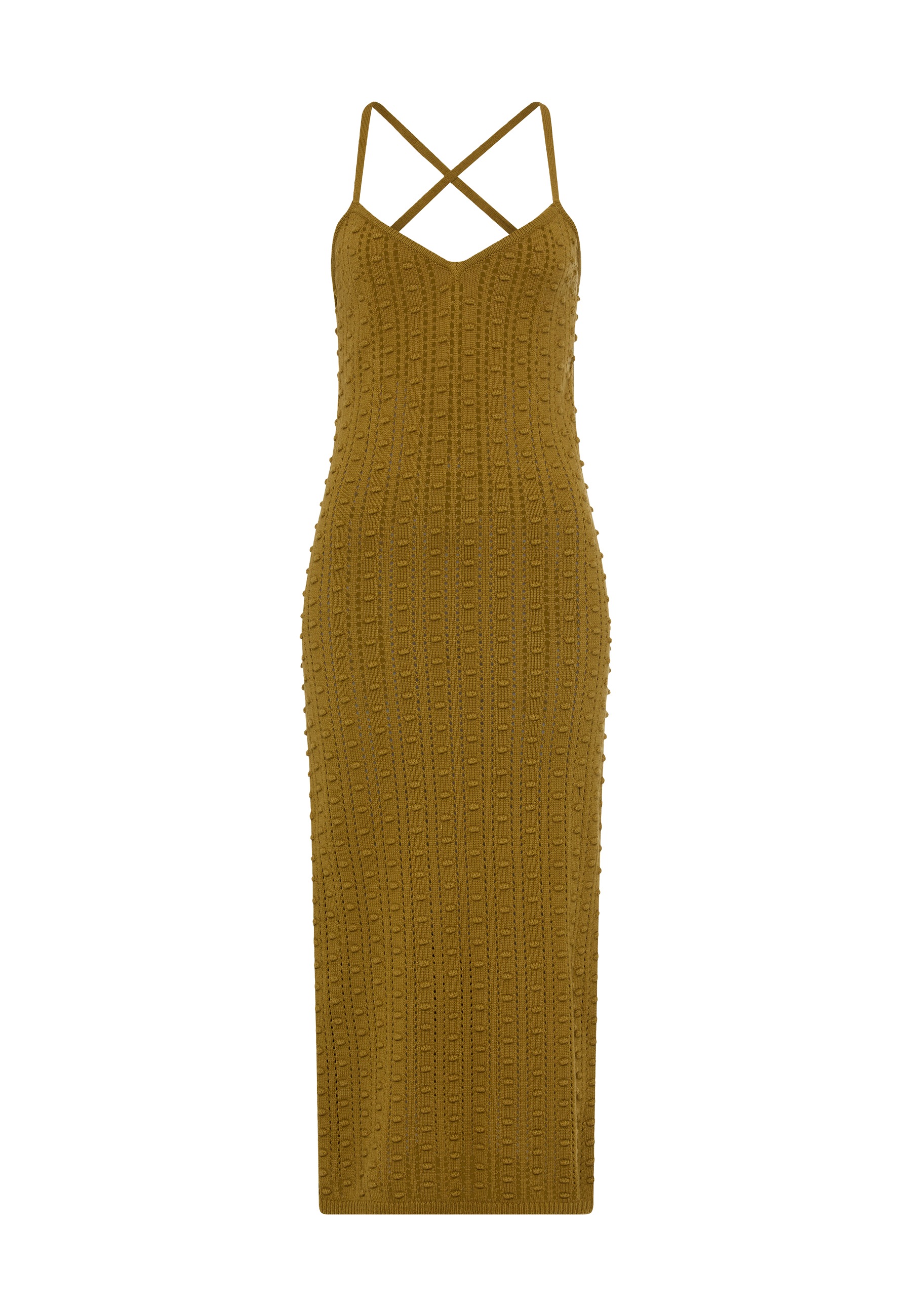 LSCN by LASCANA Robe en tricot »mit tiefem Rückenausschnitt« de longueur midi avec bretelles croisées au dos, robe midi, robe de plage