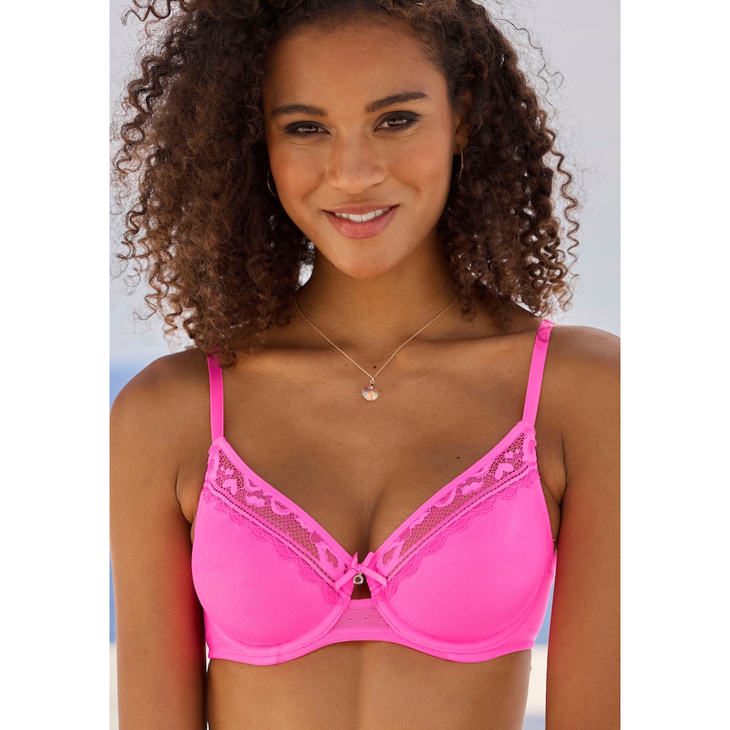 Vivance T-Shirt-BH, aus feinem Mesh-Material und Spitze in Kussmund-Optik, Dessous