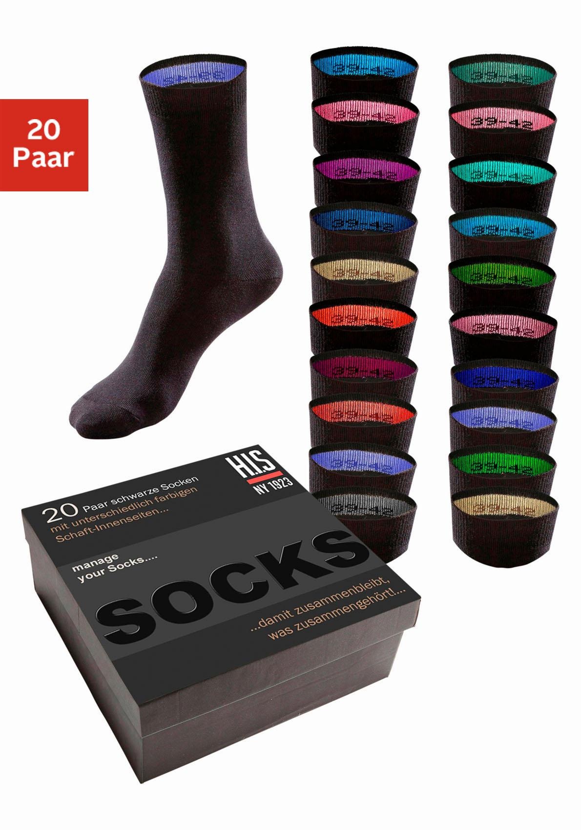 H.I.S Socken Box, 20 Stk. tlg. in praktischer Geschenkbox