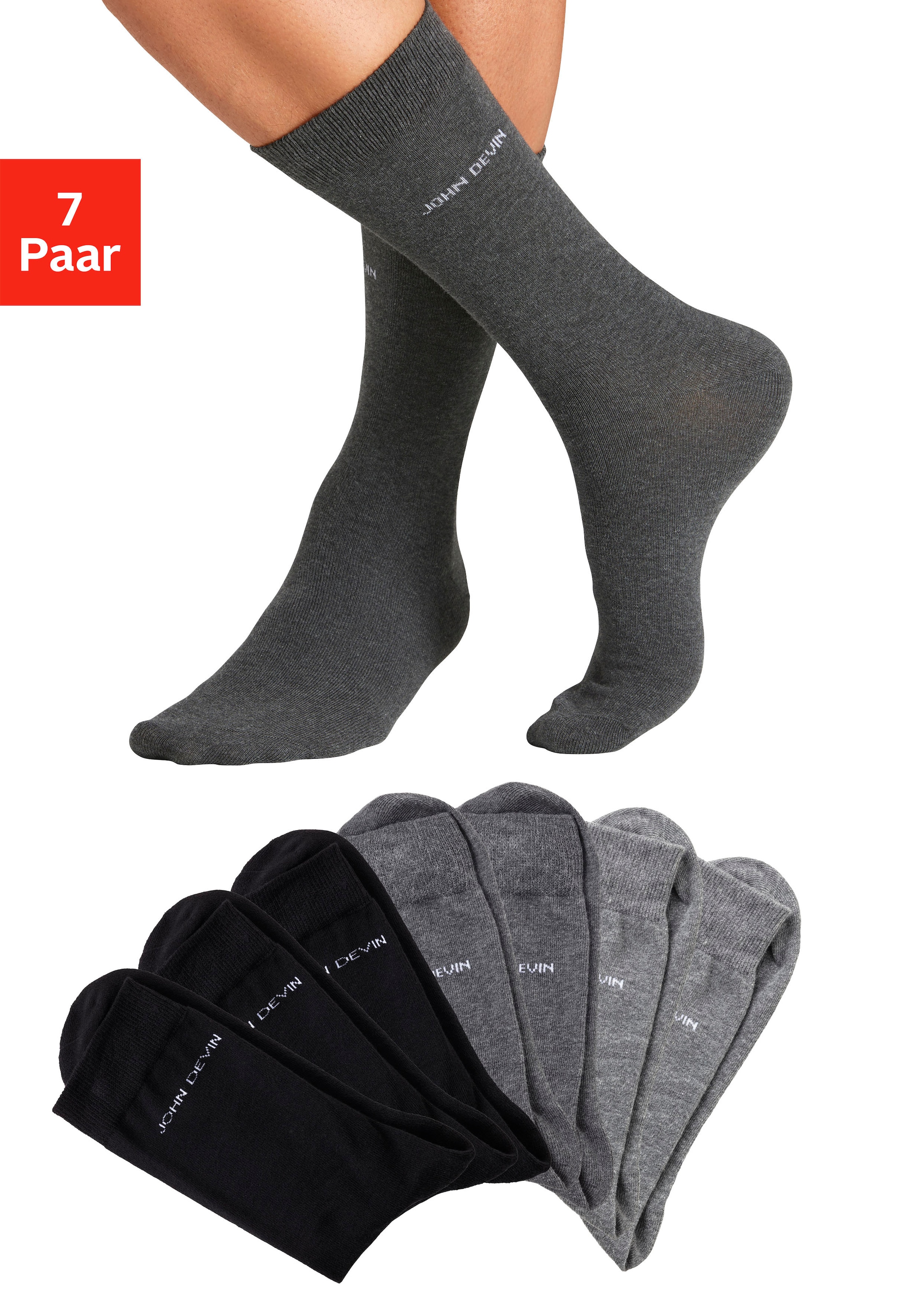 John Devin Basicsocken Packung, 7 Paar tlg. für jeden Tag