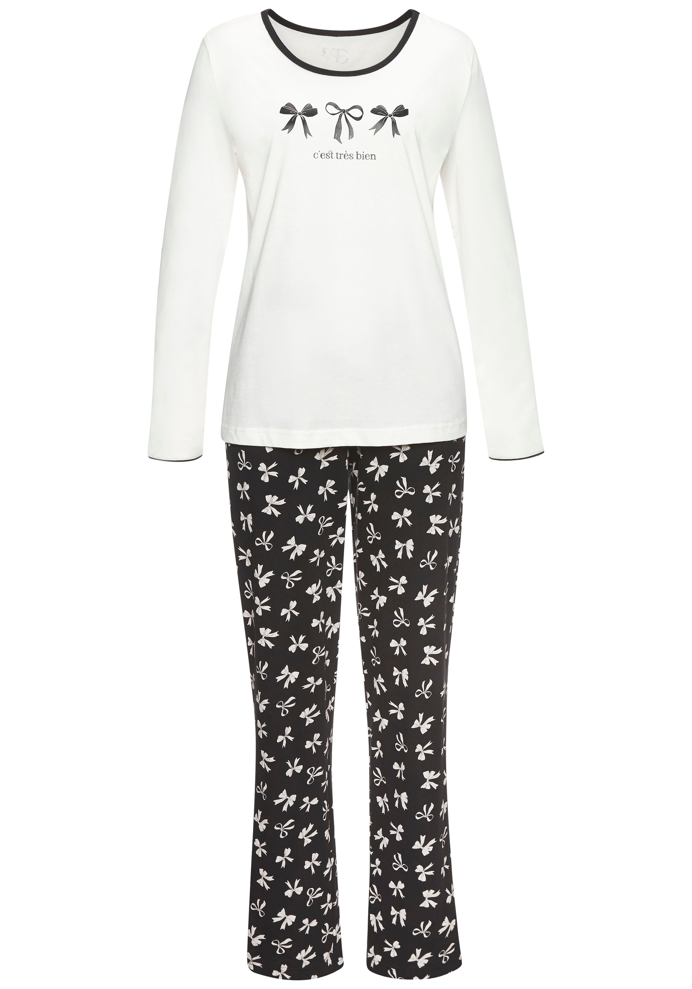 Vivance Dreams Pyjama Set, 2 tlg. mit süssem Schleifenmuster