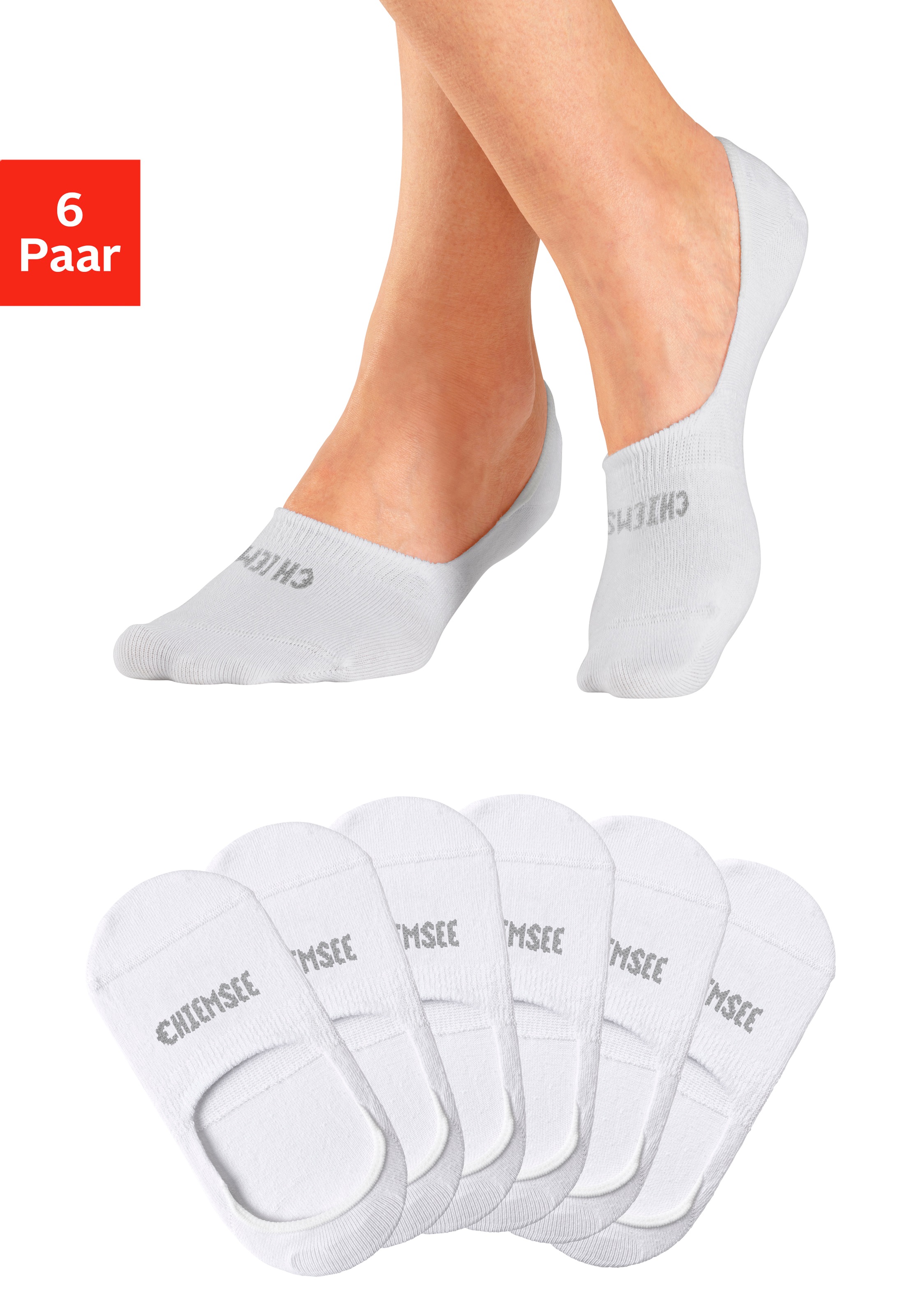Chiemsee Füsslinge Packung, 6 Paar tlg. mit eingestricktem Markennamen