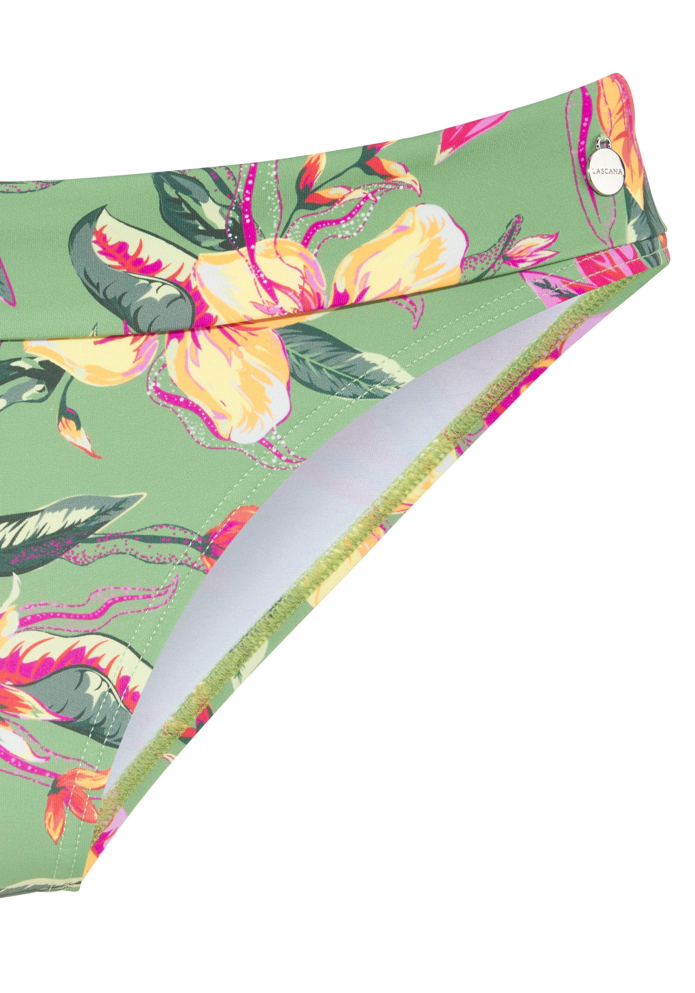 LASCANA Bikini-Hose »Malia«, mit Umschlagbund mit tropischem Print