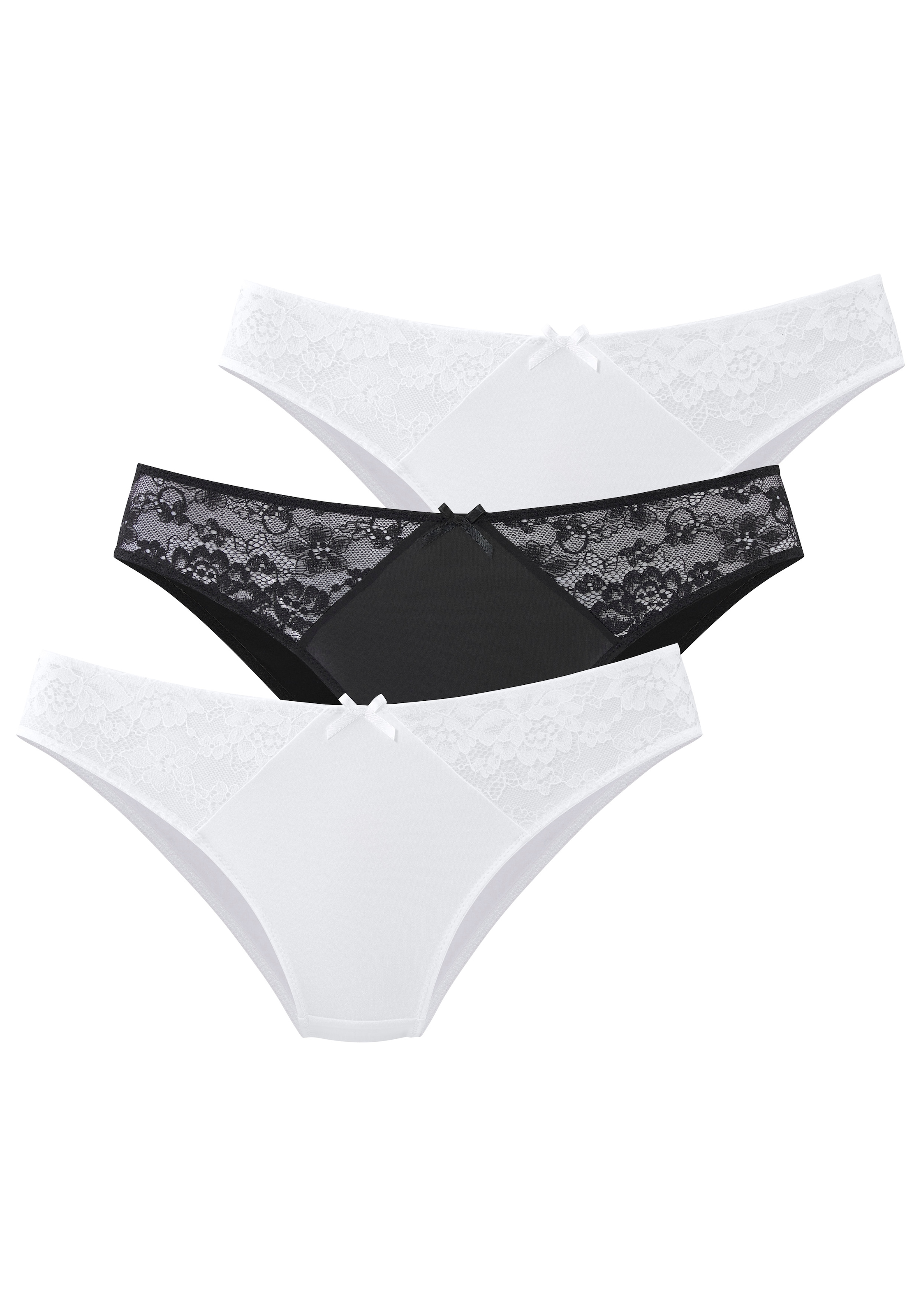 petite fleur Slip Packung, 3 Stk. mit Spitzeneinsätzen