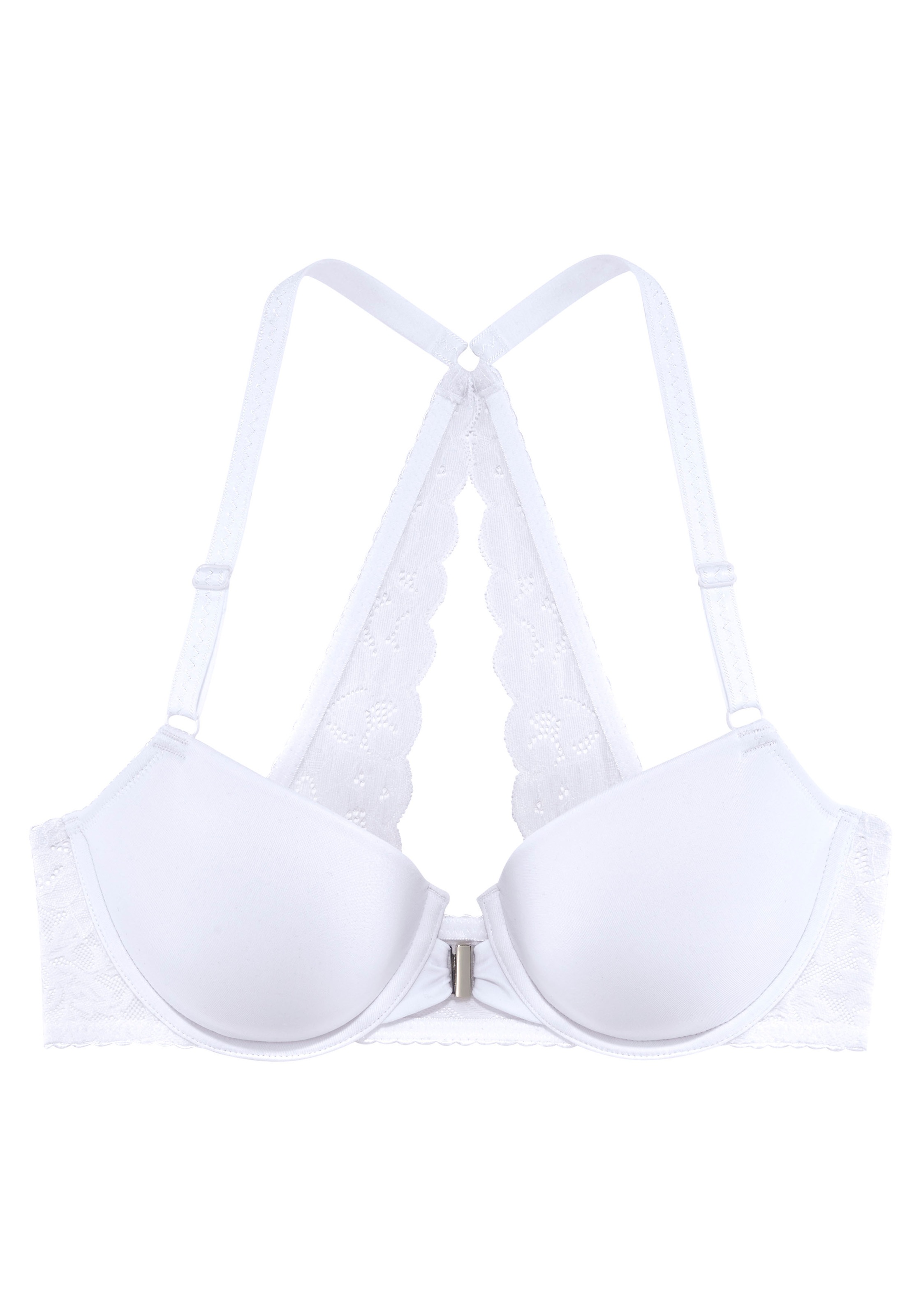 LASCANA Schalen-BH "Premium Dessous" mit Spitzenrücken und Vorderverschluss, Sommer, Neckholder